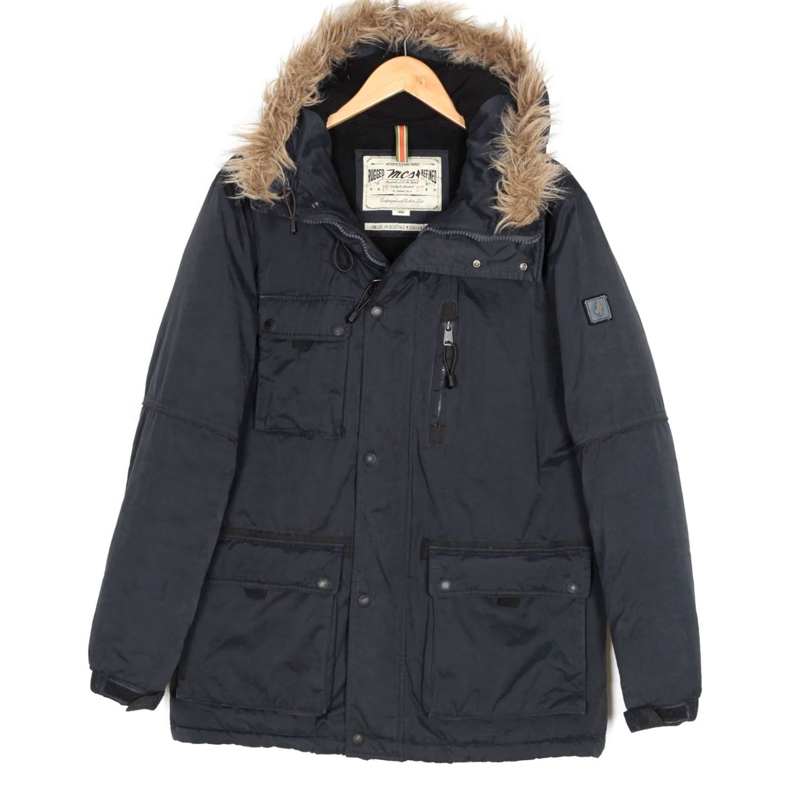 Vintage Marlboro Classics Jacket Parka Men L blue Fur Hooded Refined Rugged MJ6290 Size US L / EU 52-54 / 3 - 2 Thumbnail