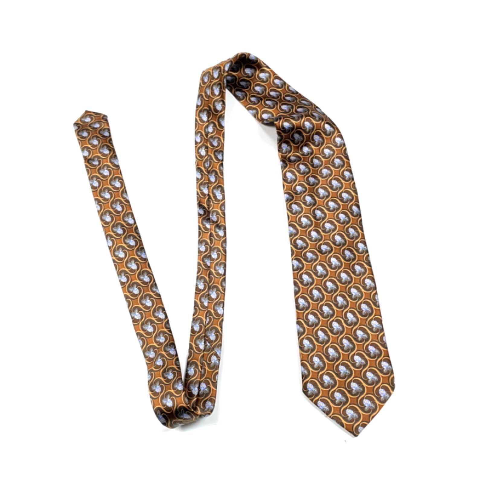 Ermenegildo Zegna VINTAGE Ermenegildo Zegna Floral Silk Tie Necktie Brown Bronze 57" x 3.5" Men Size ONE SIZE - 2 Thumbnail