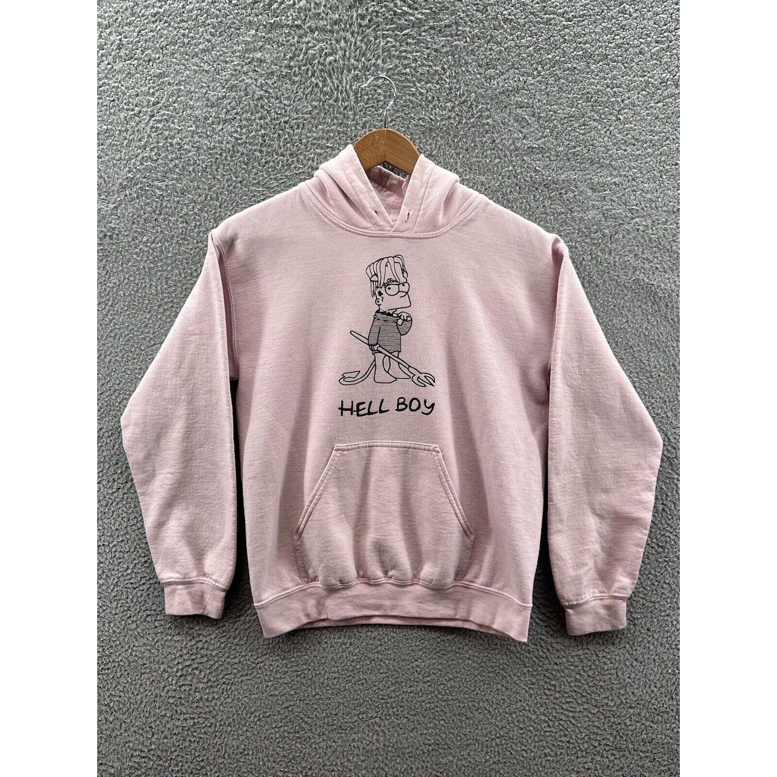 Superrradical Superrradical Pink Hellboy Lil Peep Bart Hoodie Sz Small Grailed