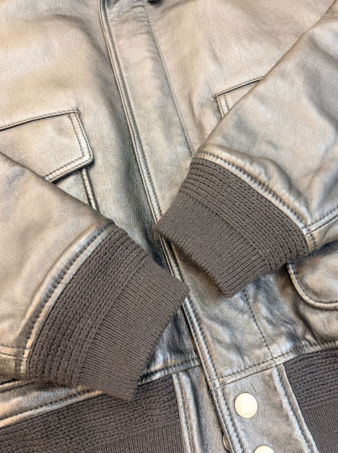 Yves Saint Laurent YSL Black Shearling Leather Jacket for Men. Size US S / EU 44-46 / 1 - 3 Thumbnail