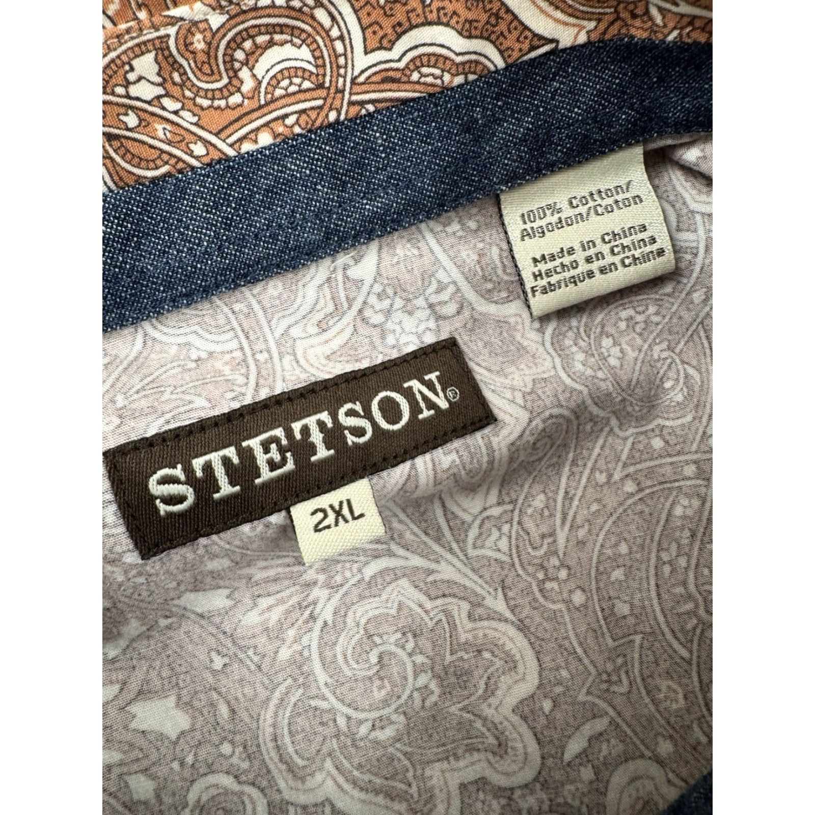 Stetson VINTAGE Stetson Shirt Paisley Western Mens 2XL Button-Up Long Sleeve Brown Snap Western Mens 2XL Shirt Paisley Brown Nike Size US XXL / EU 58 / 5 - 4 Thumbnail