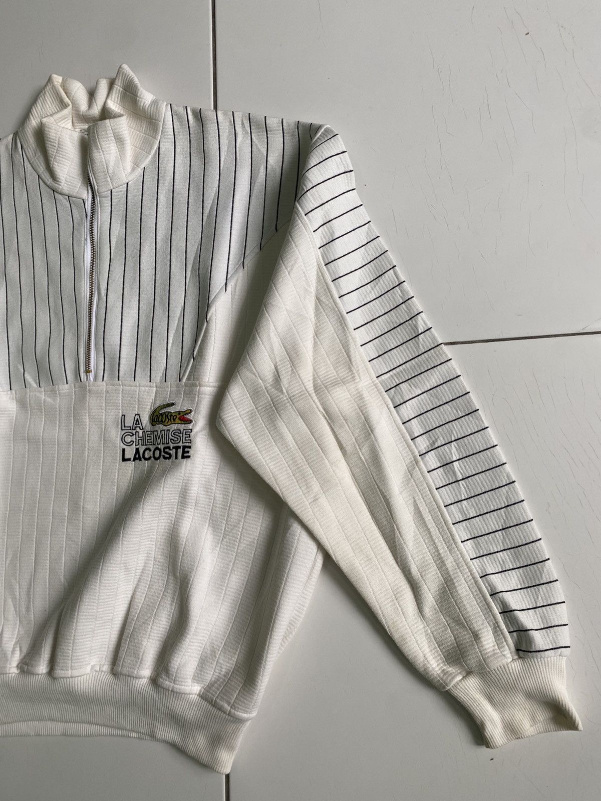 Lacoste × Vintage Vintge Lacoste half zip White Sweaters made in france Size US XL / EU 56 / 4 - 3 Thumbnail