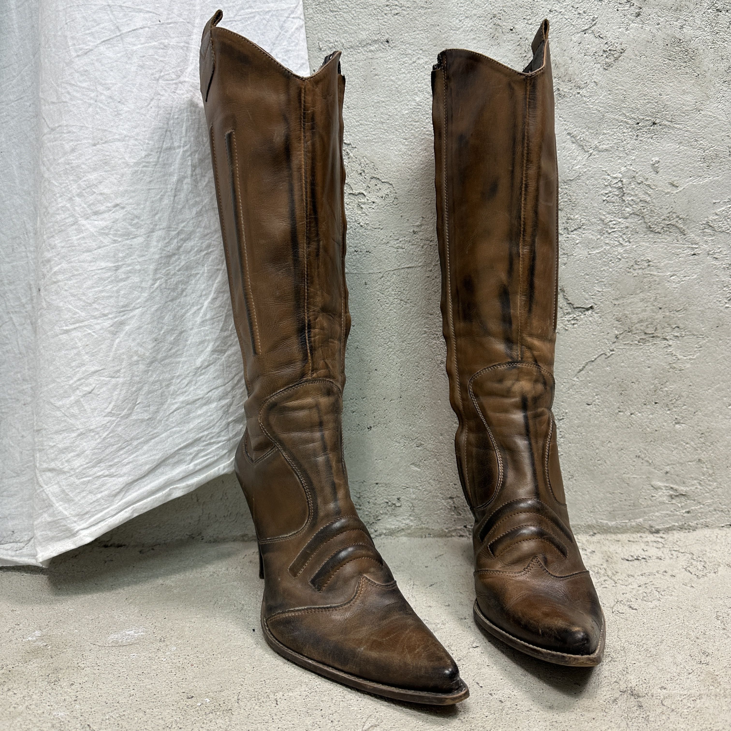 Vintage Vintage Western Pointy Washed Leather Boots Y2K Size US 10 / IT 40 - 4 Thumbnail