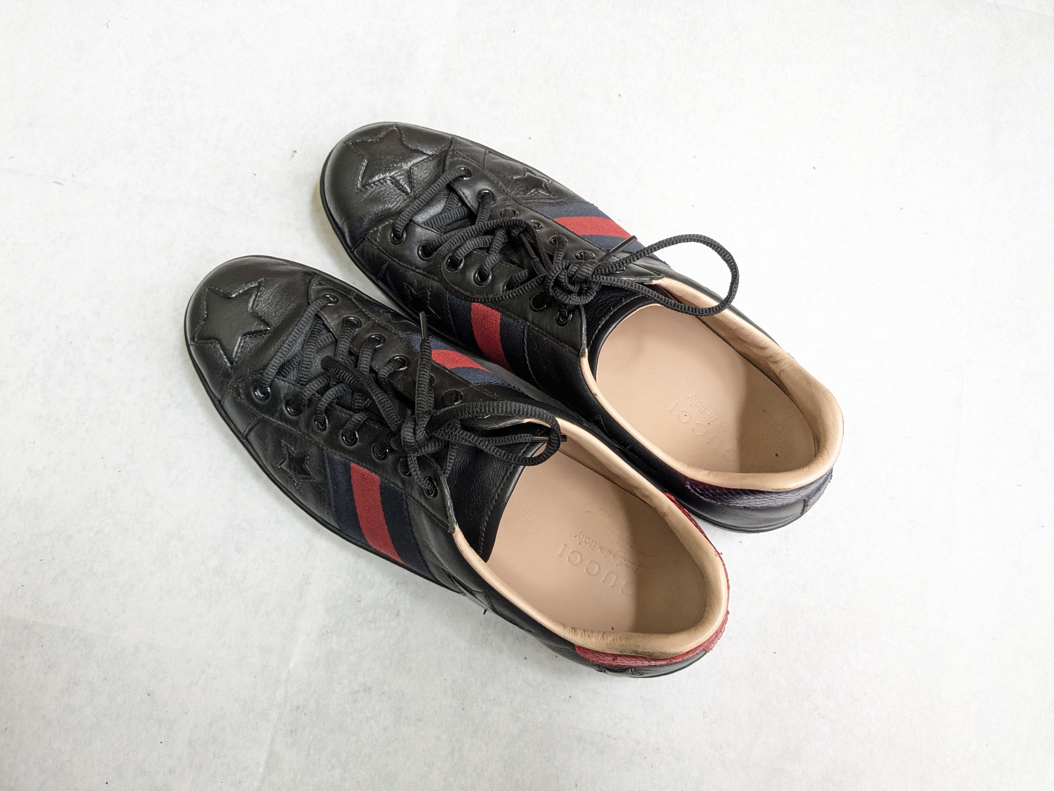 Gucci Gucci Ace Sneakers Black 10.5 Low Tops Leather Stars Size US 10.5 / EU 43-44 - 9 Thumbnail