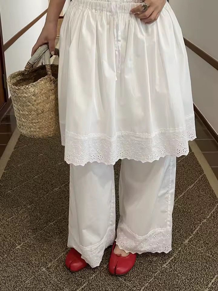 Vintage Boho Retro Palazzo Wide Leg Pants + Lace Casual Skirt Size 26" / US 2 / IT 38 - 1 Thumbnail