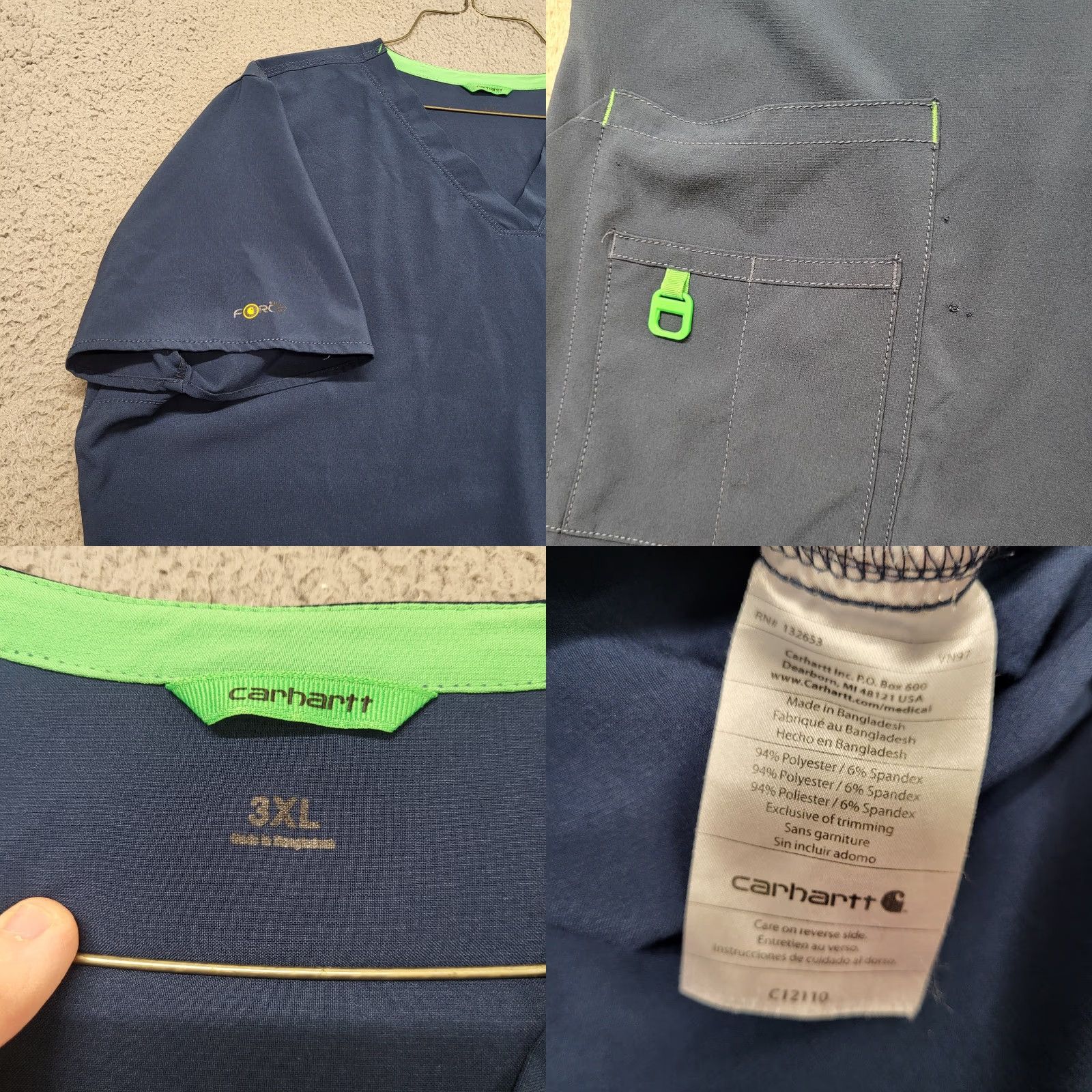 Carhartt VINTAGE? (no) Carhartt Scrub Top Shirt Women 3XL Short Sleeve Blue Force Cross Flex Nurse READ Size XXL / US 16-18 / IT 52-54 - 10 Thumbnail
