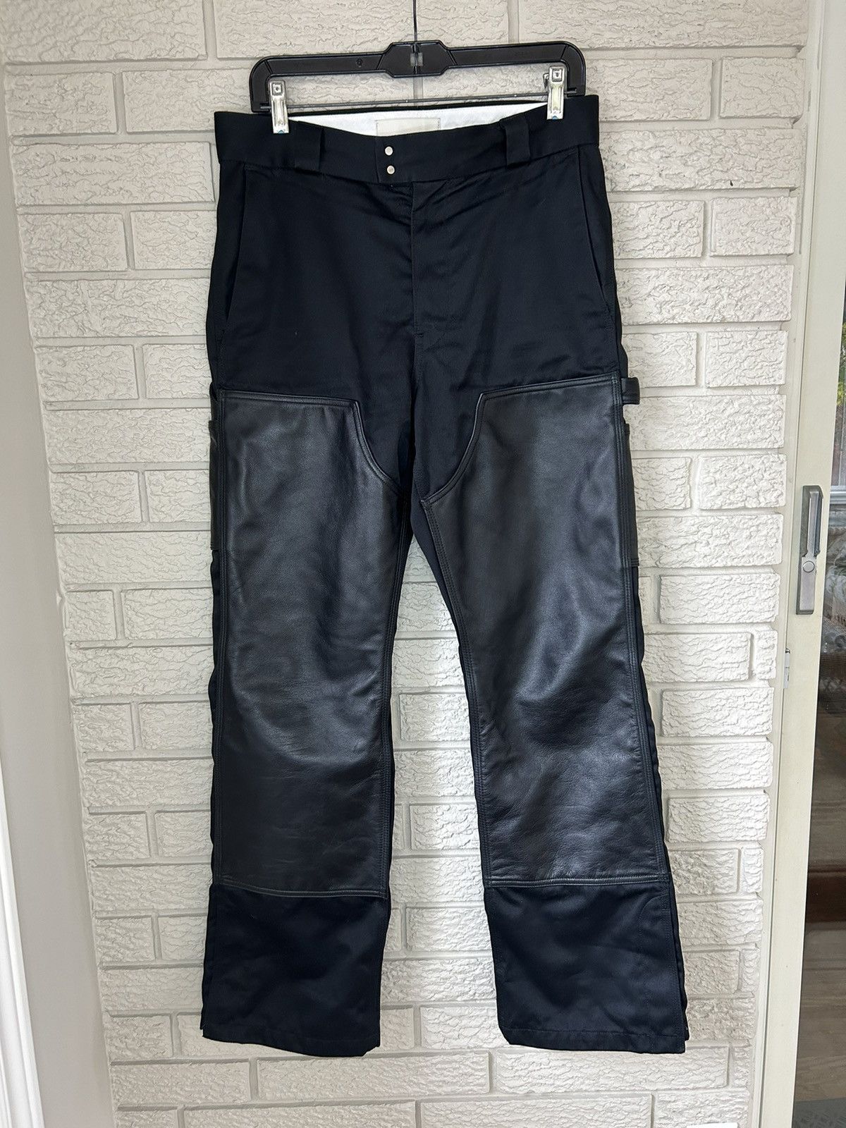 image of Vuja De Adagio Leather Double Knee Trousers in Black, Men's (Size 31)