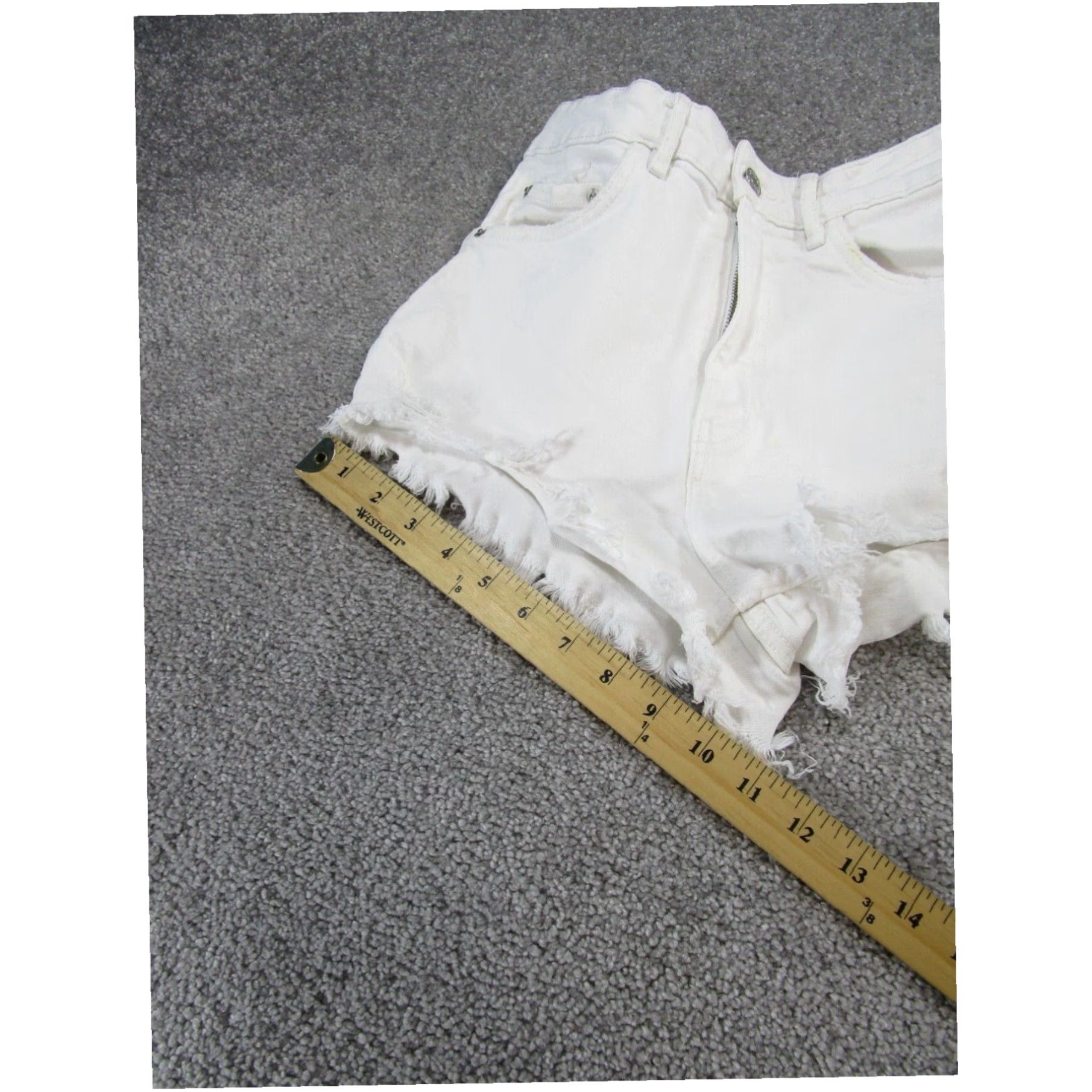 Zara Womens Zara Shorts 4 White Denim Cut Offs Extra Large XL Size 27" / US 4 / IT 40 - 7 Thumbnail