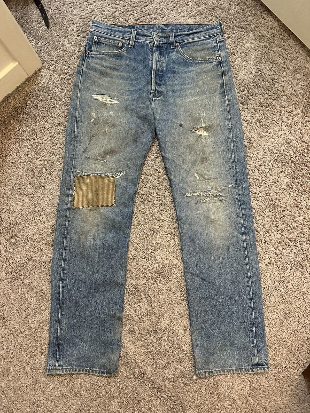 Image of Levis x Vintage Levi’S 501 Vintage Distressed And Repaired Denim in Blue, Men's (Size 31)