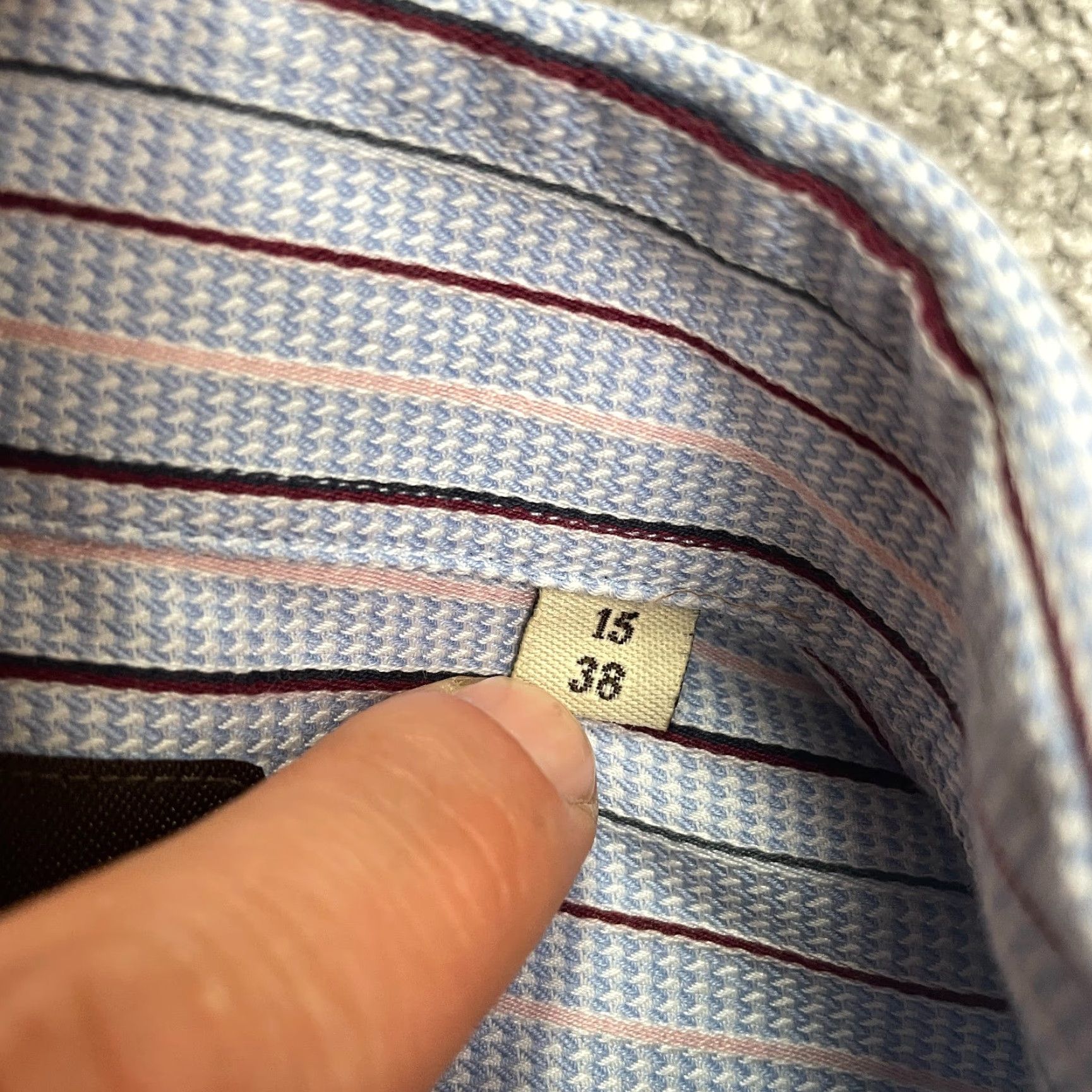 Vintage VINTAGE Raoul Men's Dress Shirt 15/38 Blue Striped Cotton Business Casual Office Workout Size 38R - 7 Thumbnail