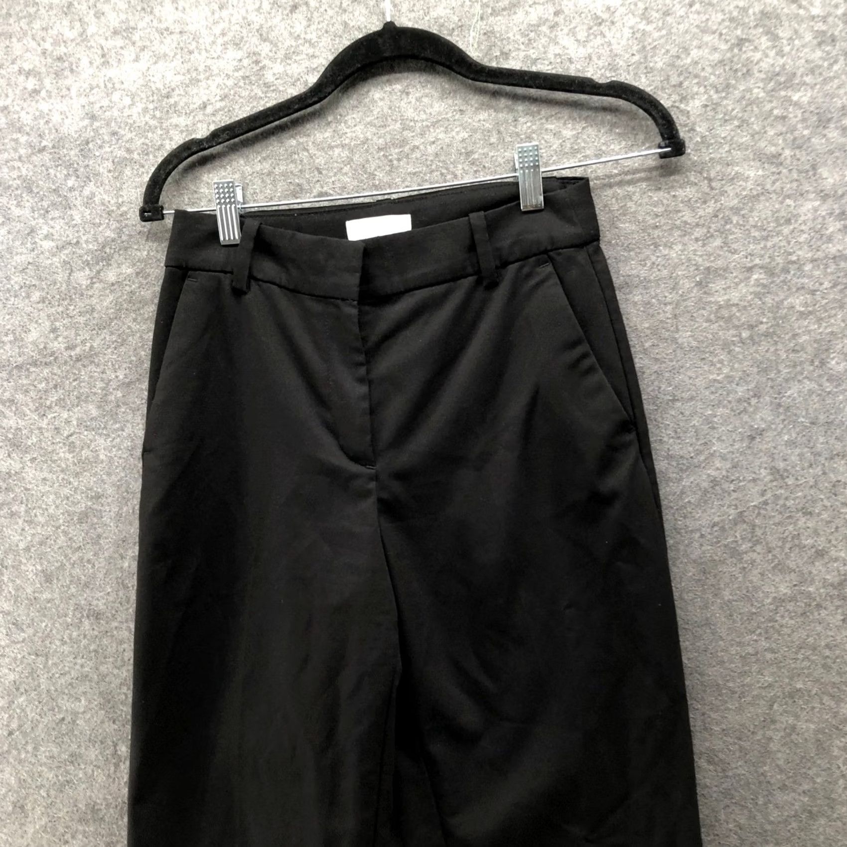 H&M H&M Wide Leg Dress Pants Womens 2 Black High Rise Relaxed Straight Flat Front Size 26" / US 2 / IT 38 - 3 Thumbnail