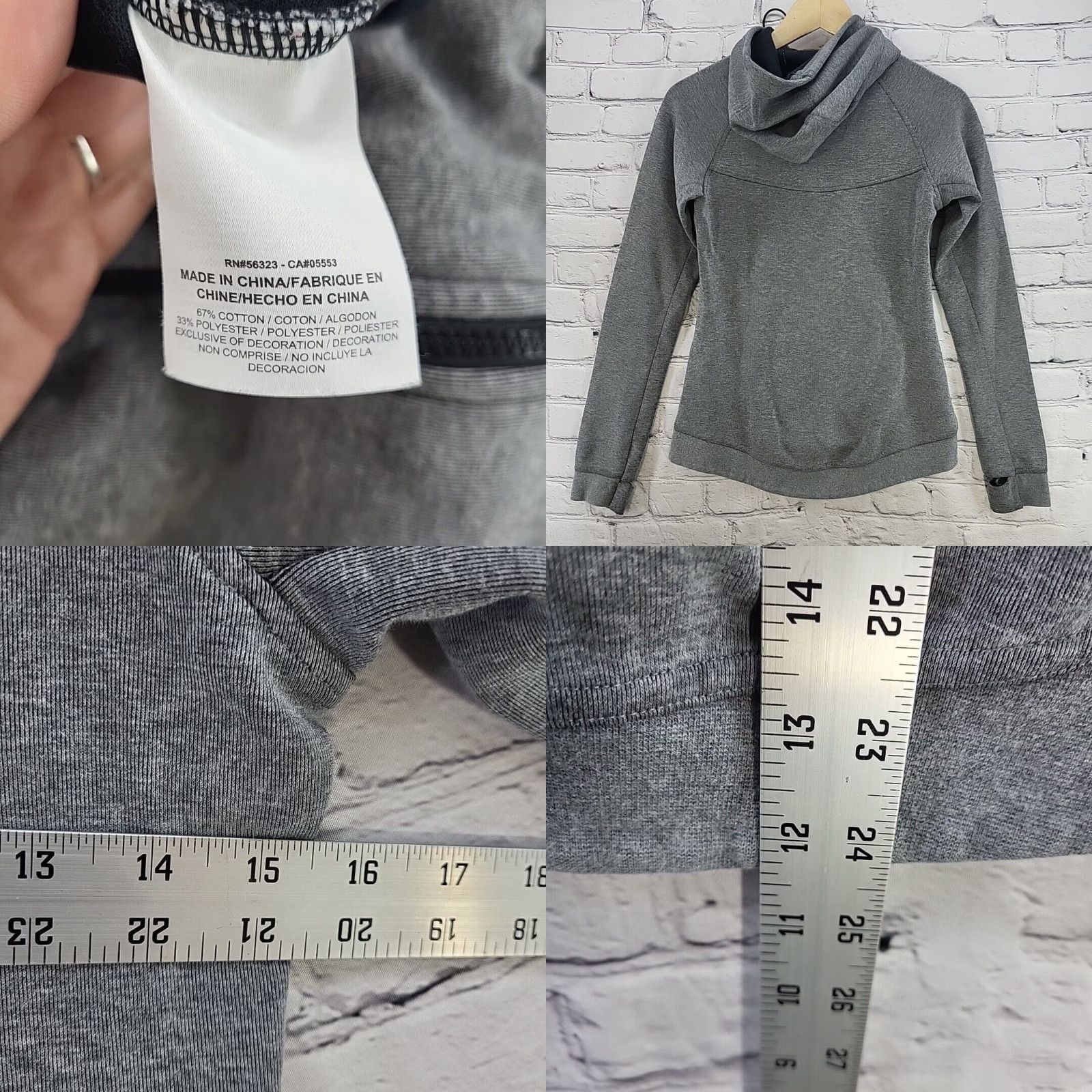 Nike Women s Gray Zip Front Hooded Sweatshirt with Thumb Holes Size XS by Nike Grailed