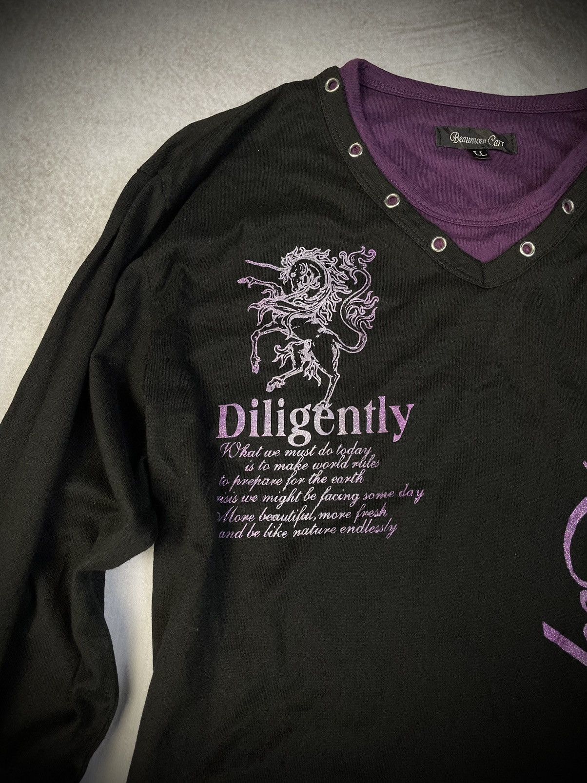 If Six Was Nine 2000s Beaumont Vkei Style Poem Longsleeve Size US L / EU 52-54 / 3 - 3 Thumbnail