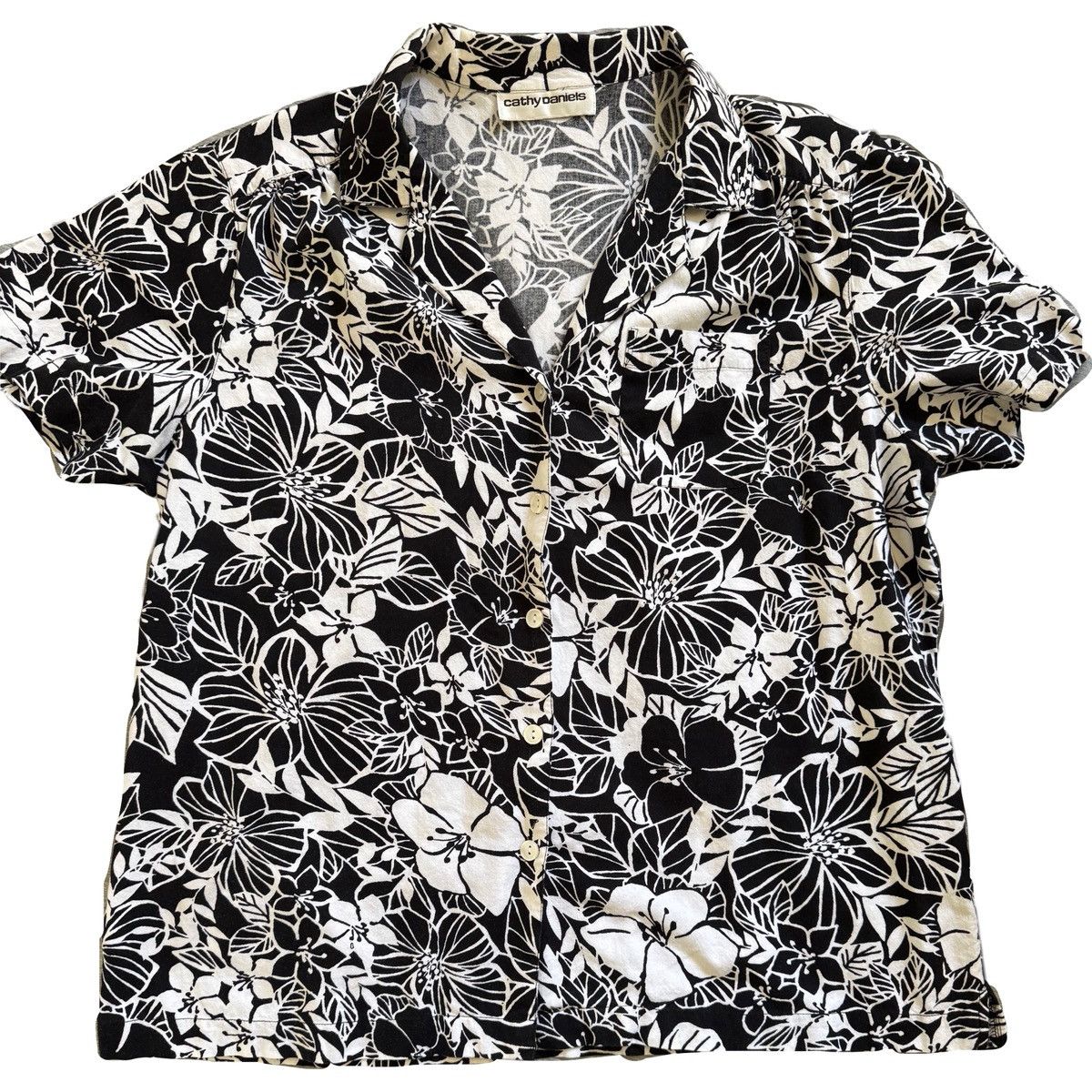 Vintage Cathy Daniel’s M black white button up floral vintage Hawaii Size M / US 6-8 / IT 42-44 - 2 Thumbnail