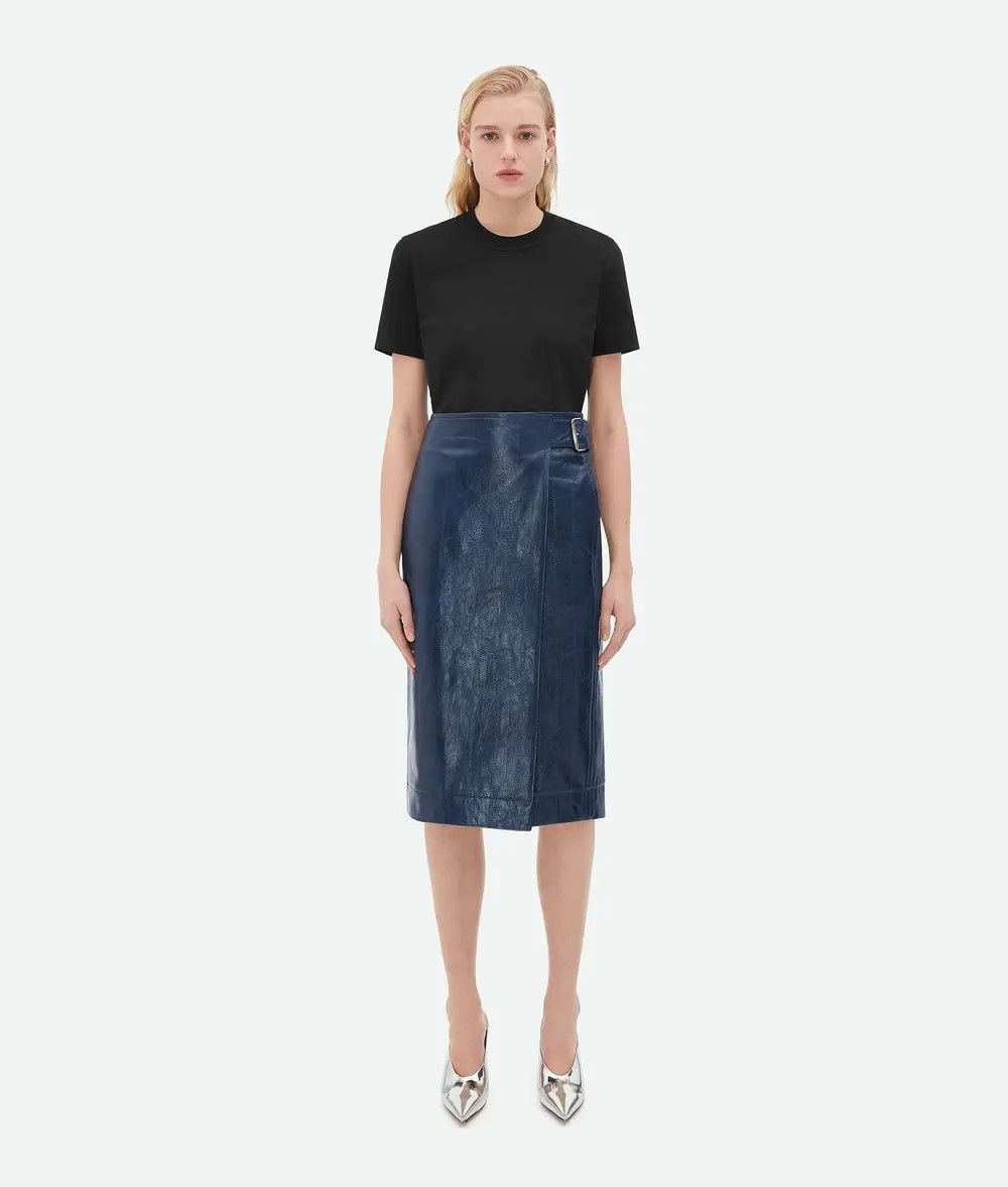 Bottega Veneta o1n1vont0925 Embossed Leather Midi Skirt in Mistral Size 32" / US 10 / IT 46 - 1 Thumbnail