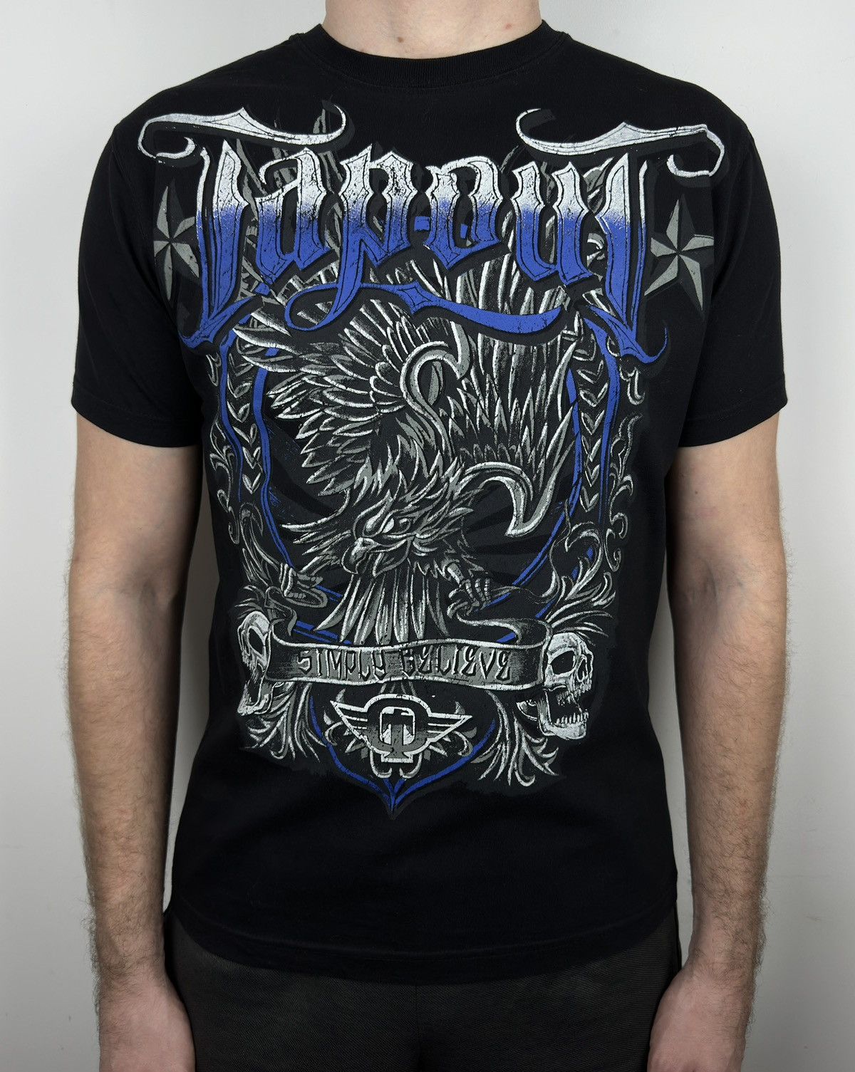 Tapout Tapout All Over Print Skull Wings Cross T Shirt Tee Size US M / EU 48-50 / 2 - 3 Thumbnail