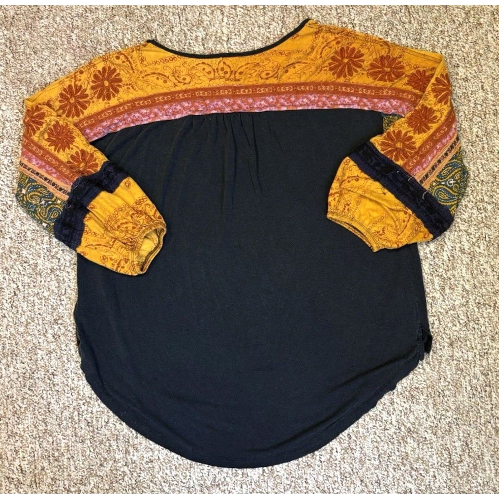 Vintage We The Free Free People Women Shirt 3/4 Sleeve Floral Linen Bohemian Fall Large Size L / US 10 / IT 46 - 2 Thumbnail