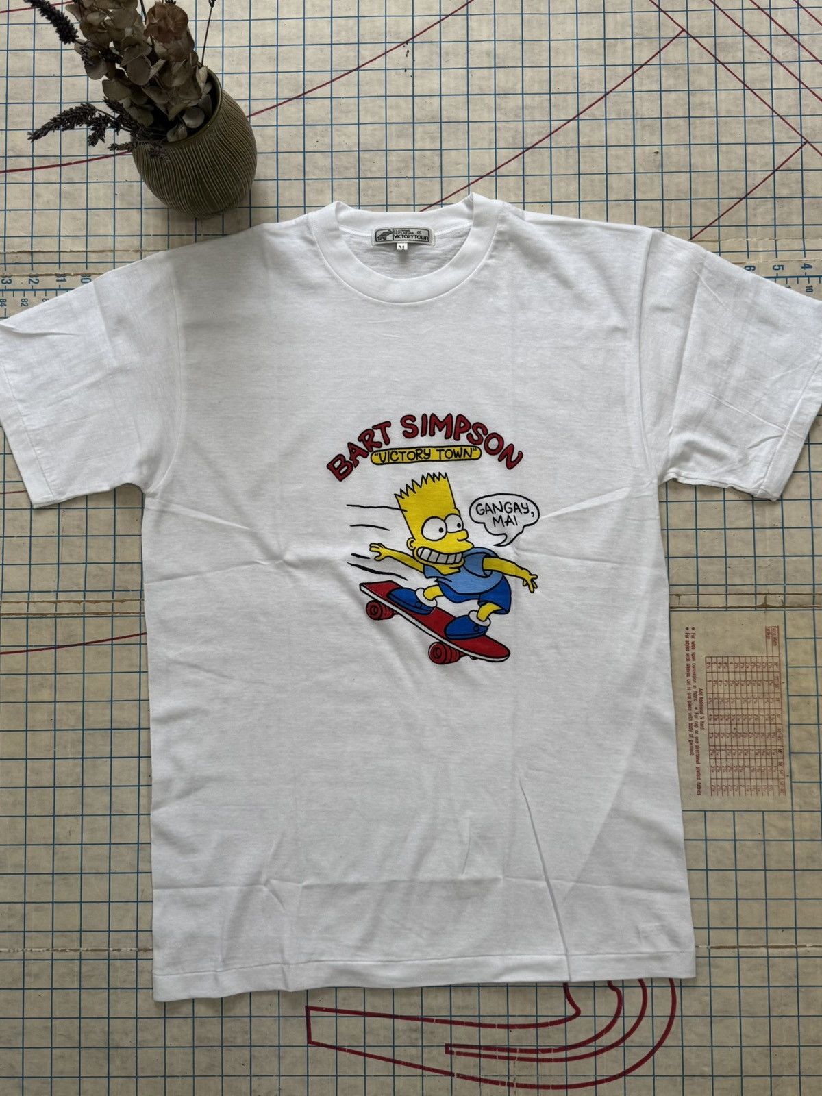 Vintage Vintage The Simpsons Bart Skateboarding Bootleg Tee White Size US M / EU 48-50 / 2 - 2 Thumbnail