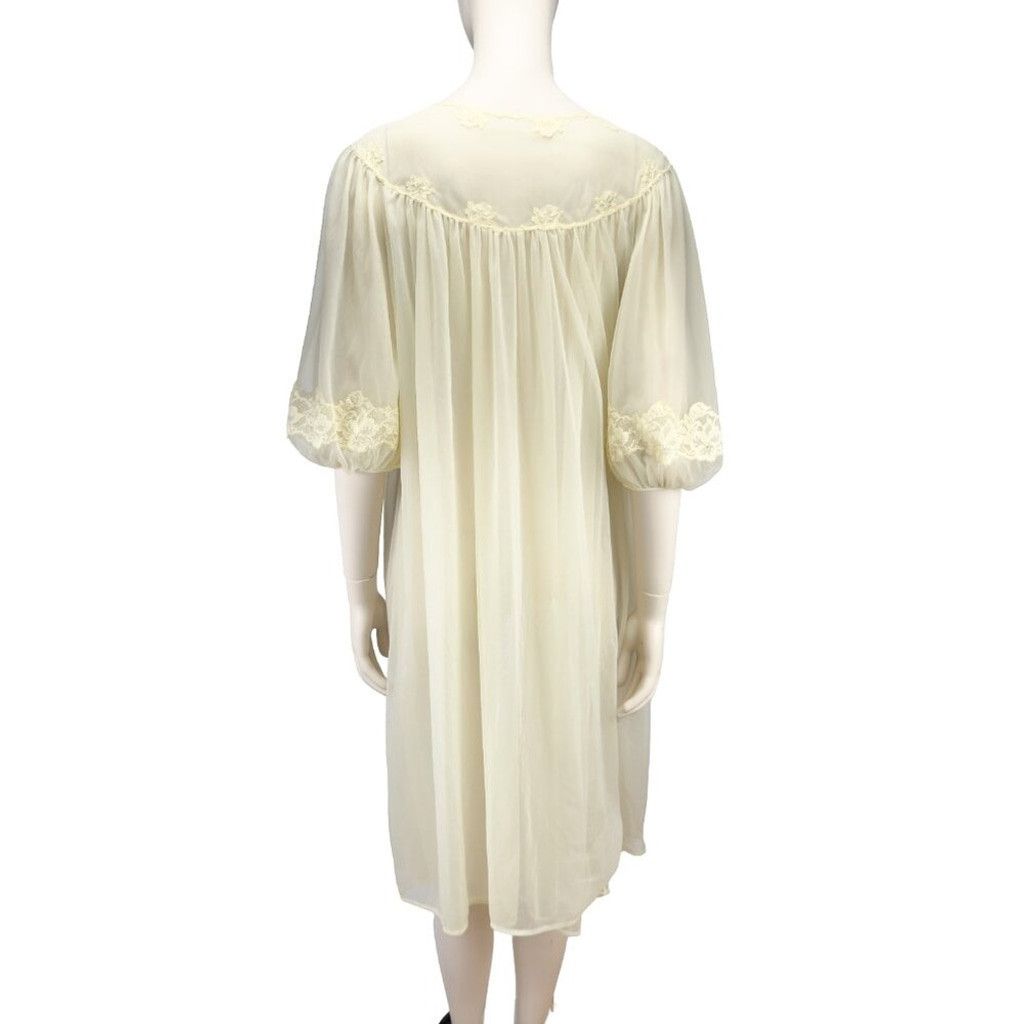 Other VTG 1960 KAYSER Layered Sheer Butter Yellow Lace Nightgown M Size ONE SIZE - 7 Thumbnail