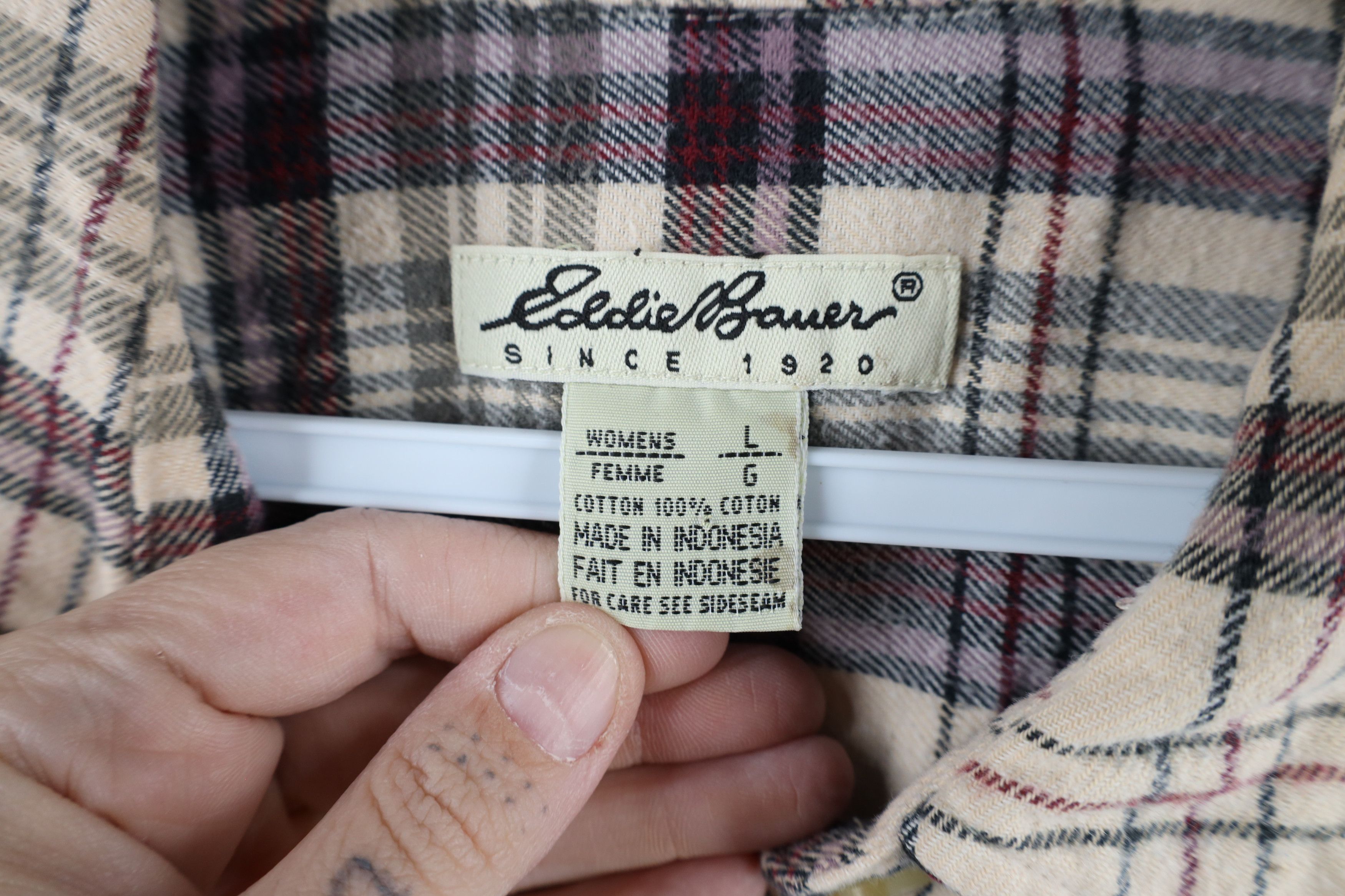 Eddie Bauer × Vintage Vintage 90s Eddie Bauer Flannel Collared Button Shirt Plaid Size L / US 10 / IT 46 - 5 Thumbnail