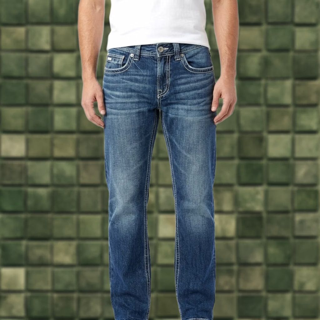 Buckle Black Buckle Black 7 Fit Mens Jeans 32x32 Medium Wash Straight Leg Heavy Thick Stitch Size US 32 / EU 48 - 1 Thumbnail