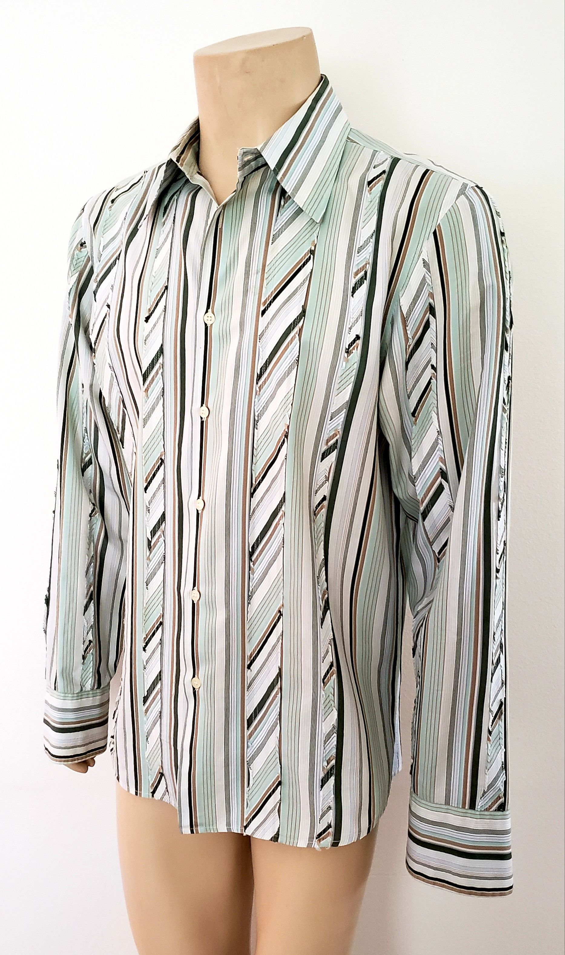 J.Lindeberg unusual striped shirt XL J Lindeberg cotton green Size US XL / EU 56 / 4 - 2 Thumbnail