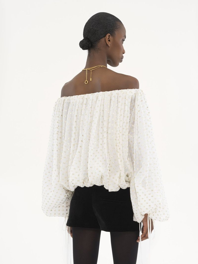 Chloe o1loc1c10326 Gathered Off The Shoulder Top in White Size XS / US 0-2 / IT 36-38 - 4 Thumbnail