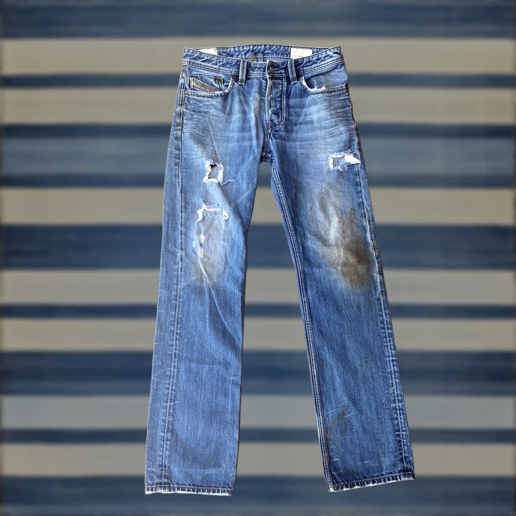 Diesel Diesel Larkee Jeans Button Fly Distressed Straight Blue 28x32 Men Regular Jeans Size US 30 / EU 46 - 1 Thumbnail