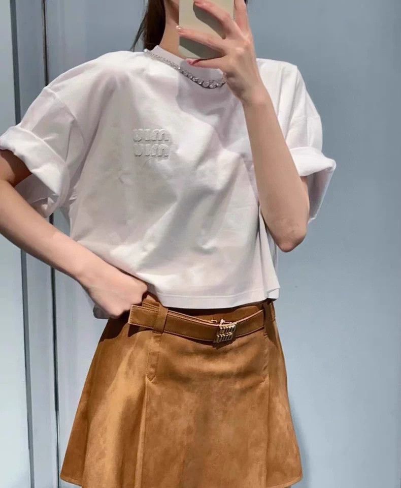Prada Miu Miu White Short Sleeve Top-2506 Size XS / US 0-2 / IT 36-38 - 5 Thumbnail