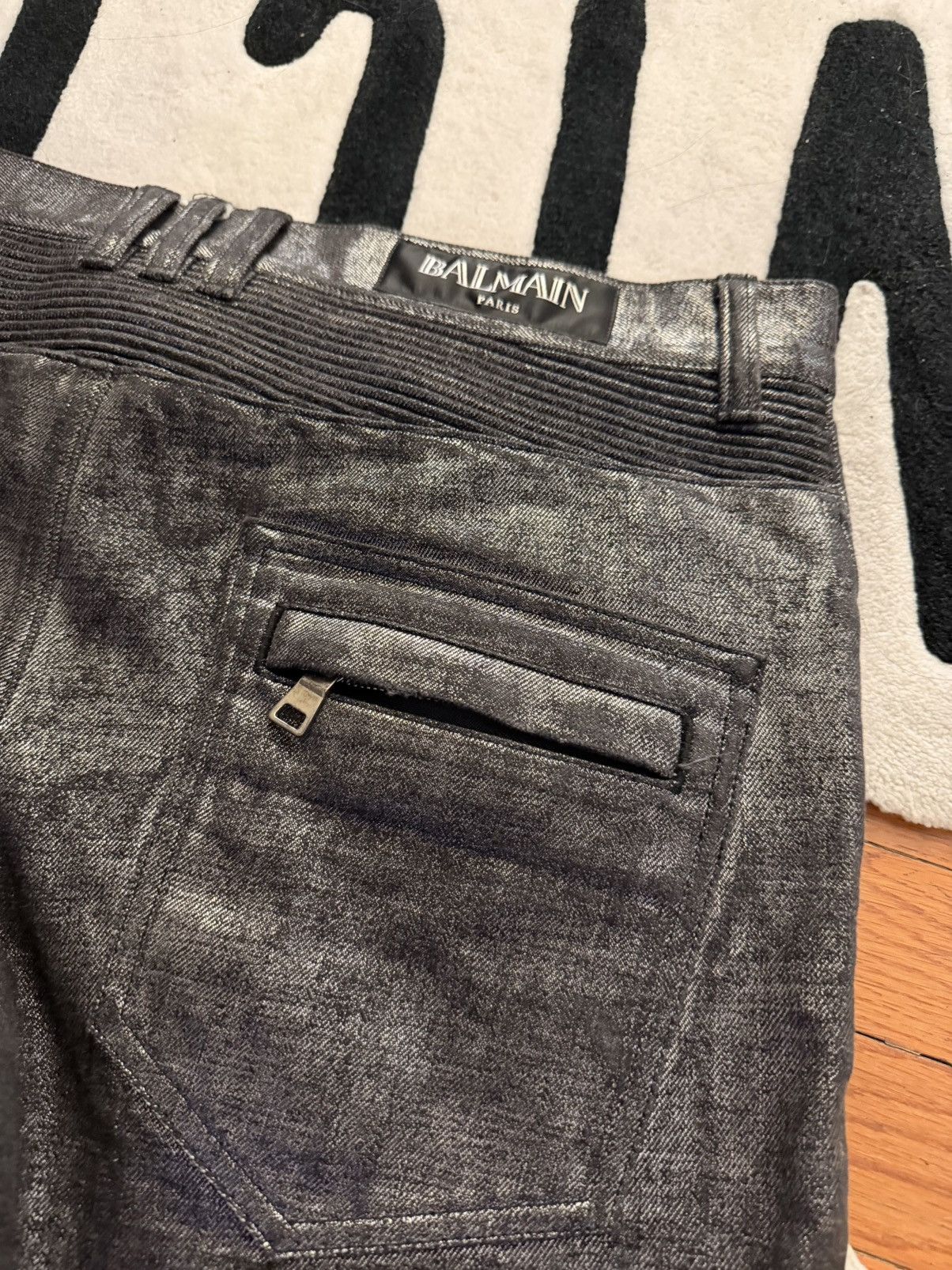 Balmain Balmain AW2014 Matllica Waxed Jeans Rare Size US 33 - 3 Thumbnail