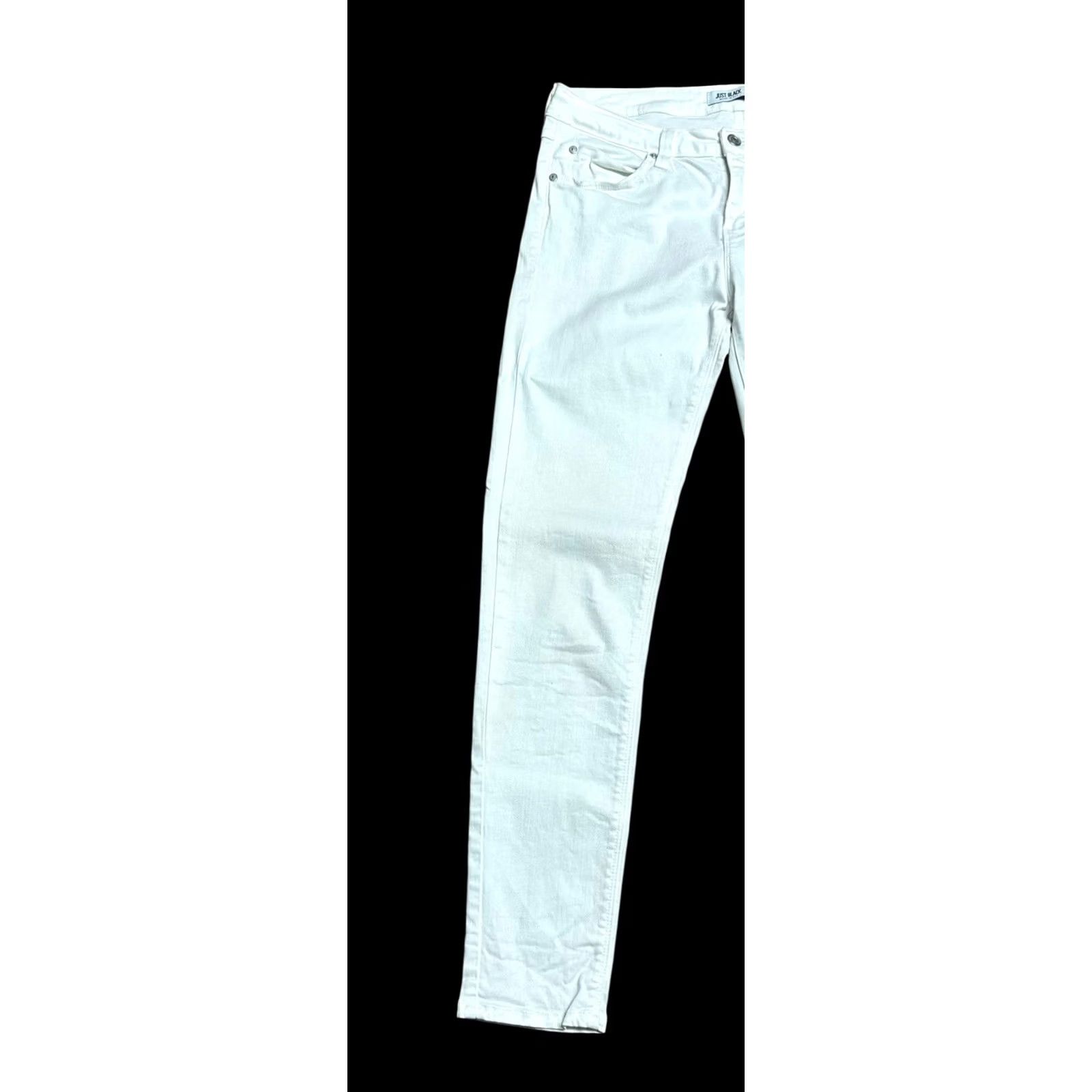 Vintage JUST BLACK Women's 30 Skinny Leg Solid White Denim Jean Pants Stretch 29" Inseam Size 30" / US 8 / IT 44 - 2 Thumbnail