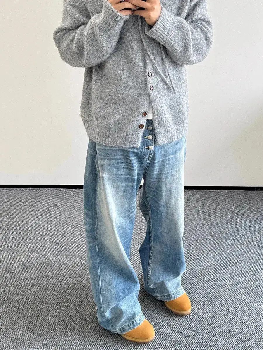 Japanese Brand Retro casual loose washed breasted jeans Size US 32 / EU 48 - 3 Thumbnail