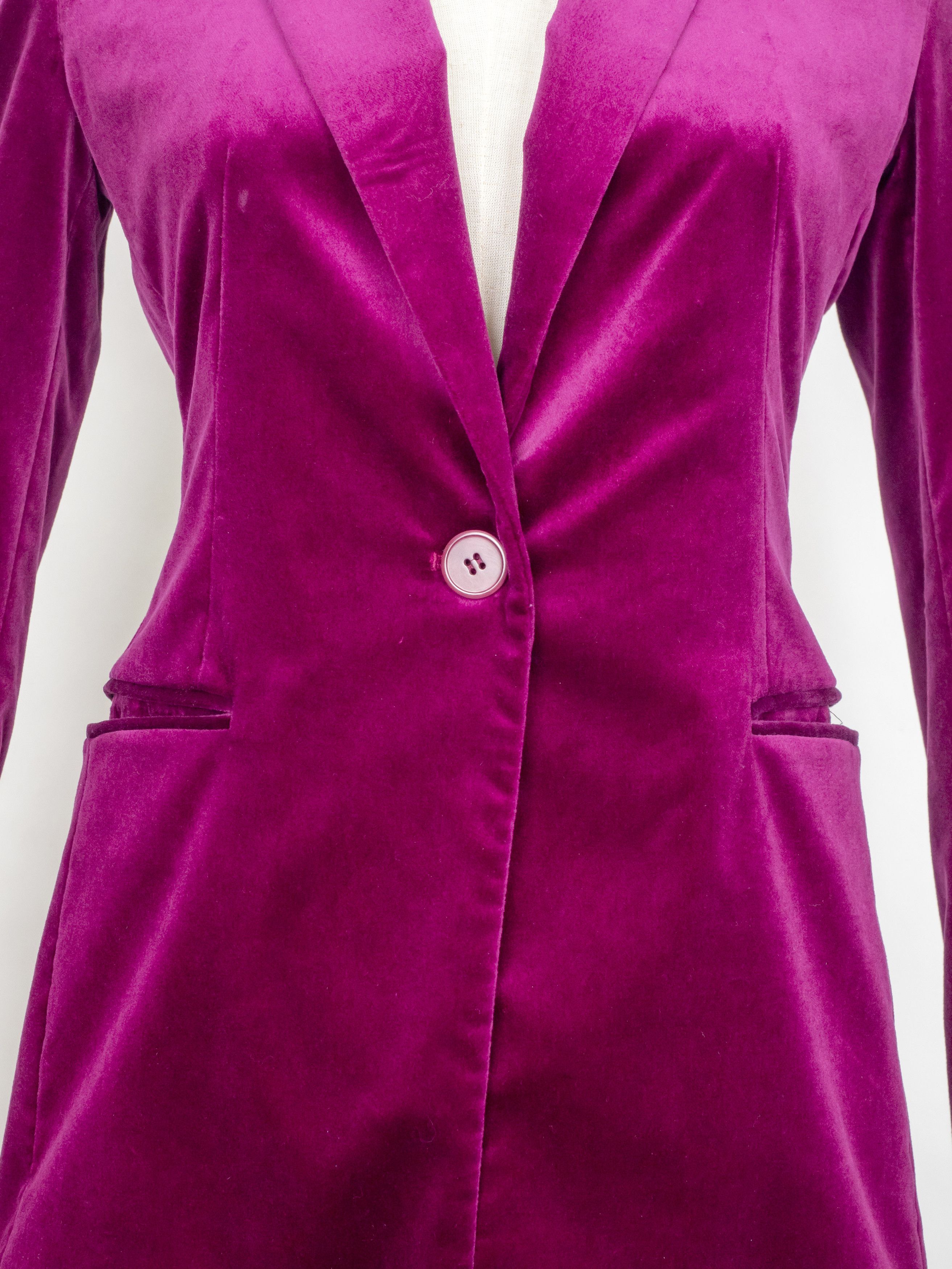Theory Theory Fuchsia Velvet Slim Fit Pant Suit Size XXS / US 00 / IT 34 - 4 Thumbnail