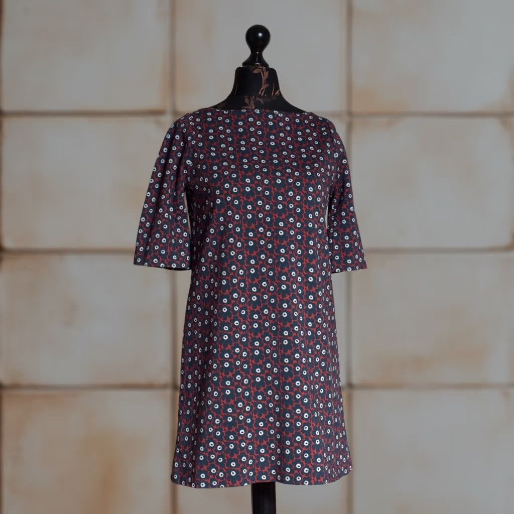 Marimekko Marimekko Floral Print Shift Dress Blue Womens M - Knee Length, Round Neck, Cotton, Floral Pattern, Casual, Summer/Spring, Regular Size Size M / US 6-8 / IT 42-44 - 1 Thumbnail