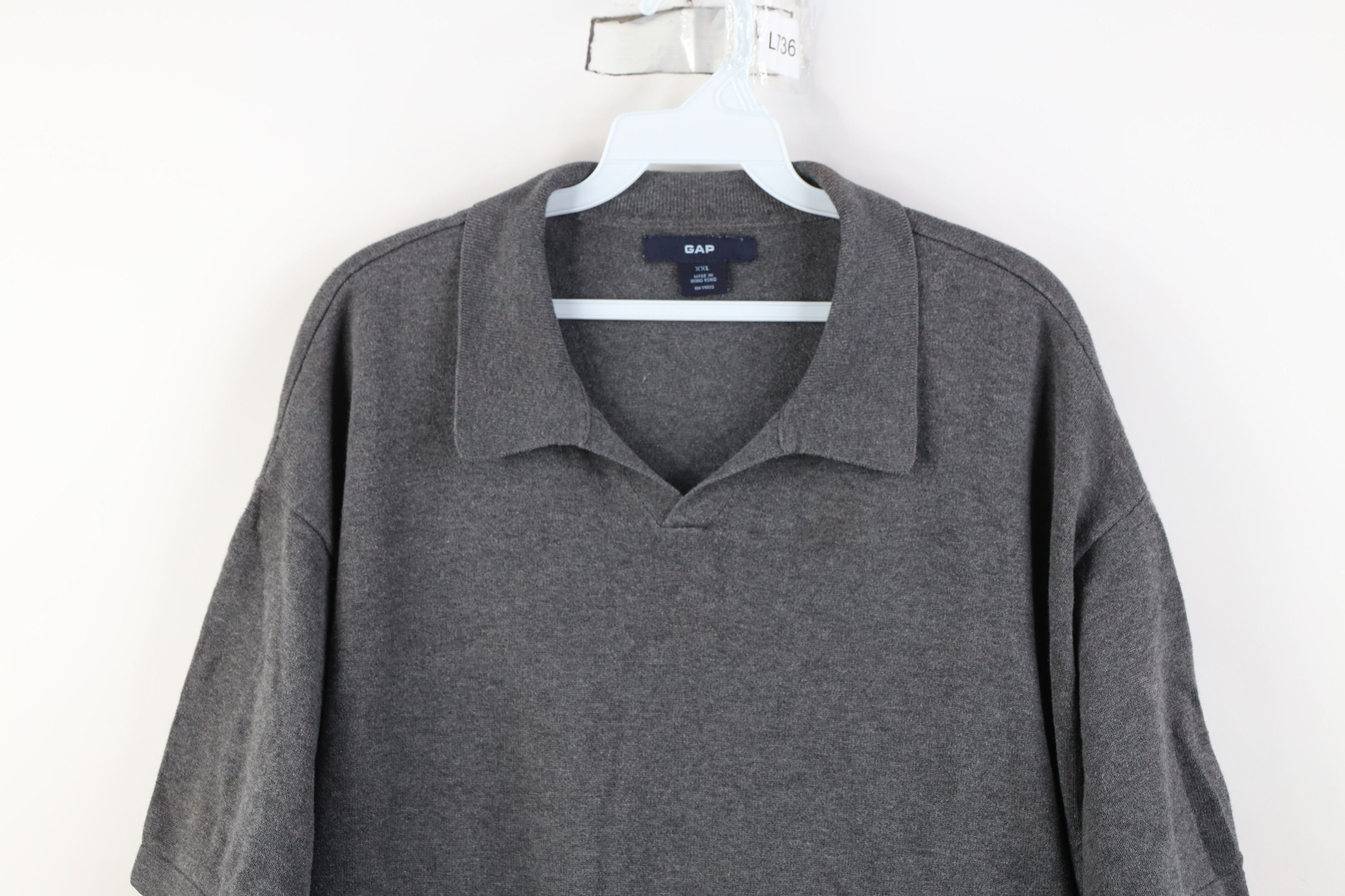 Gap Vintage Y2K 2002 Gap Blank Cotton Knit Golf Polo Shirt Gray Size US XXL / EU 58 / 5 - 2 Thumbnail