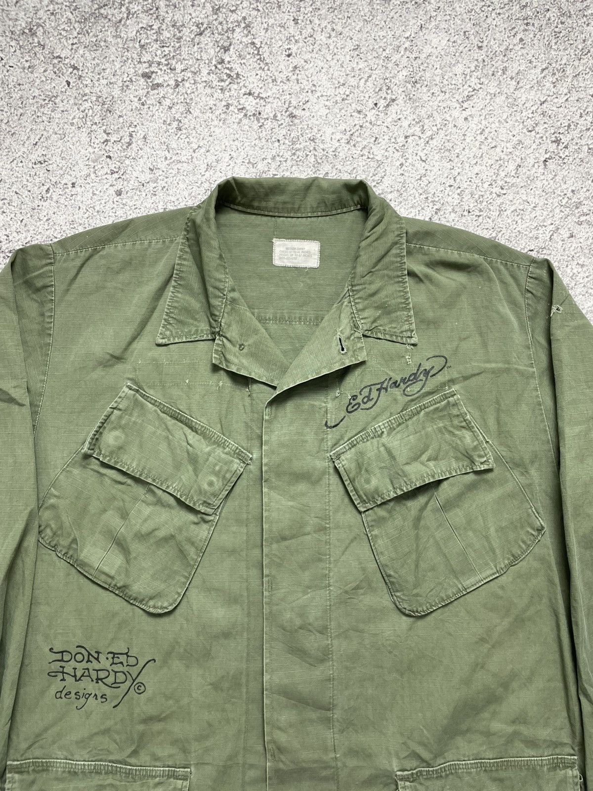Ed Hardy Vintage US Army Ed Hardy Military Jungle Fatigue Jacket Size US M / EU 48-50 / 2 - 5 Thumbnail