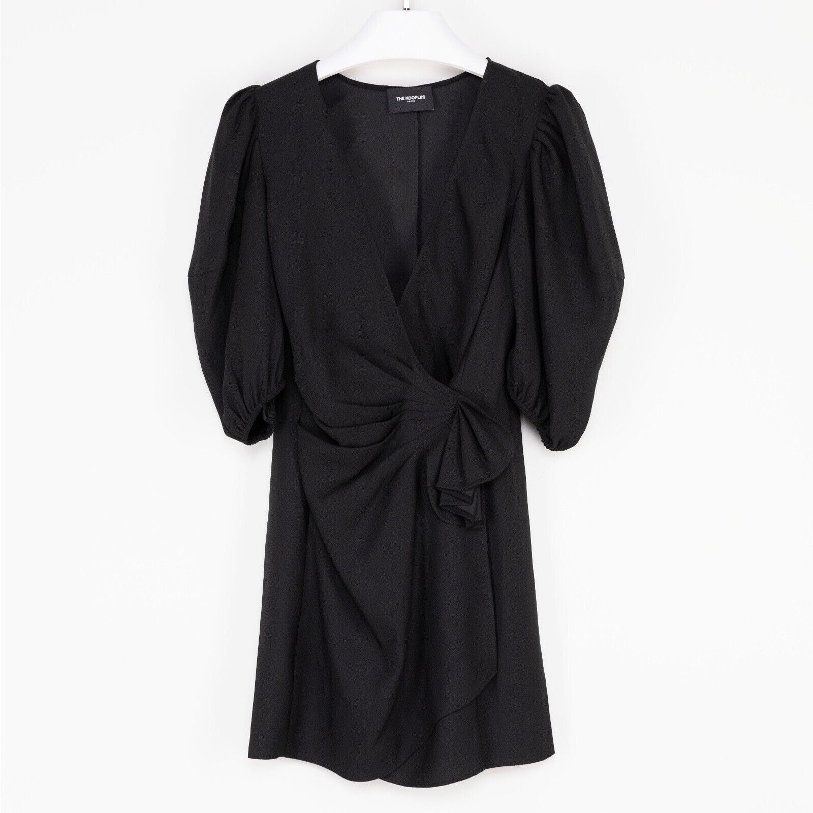 The Kooples The Kooples Women Pleat Front Wrap Mini Dress Black Size 1/S Size S / US 4 / IT 40 - 3 Thumbnail