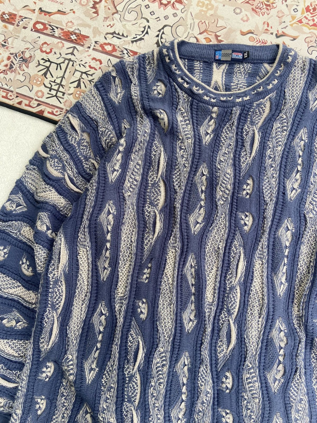 Coogi Vintage 90s Coogi Australia 3D Down Under Blue Knit Sweater Size US XXL / EU 58 / 5 - 2 Thumbnail