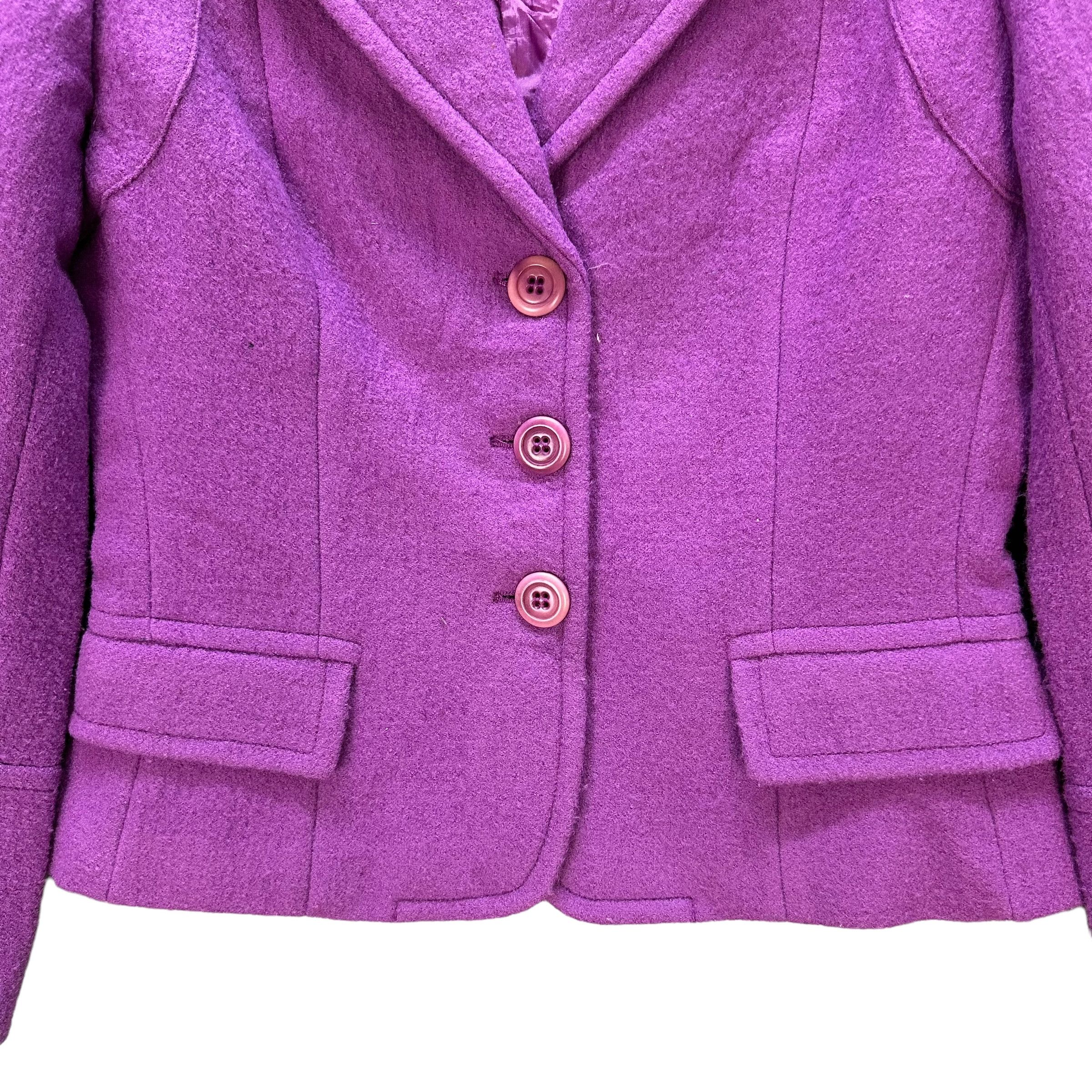 Max Mara Max Mara Purple Wool Double Collar Jacket #9132-60 Size M / US 6-8 / IT 42-44 - 3 Thumbnail