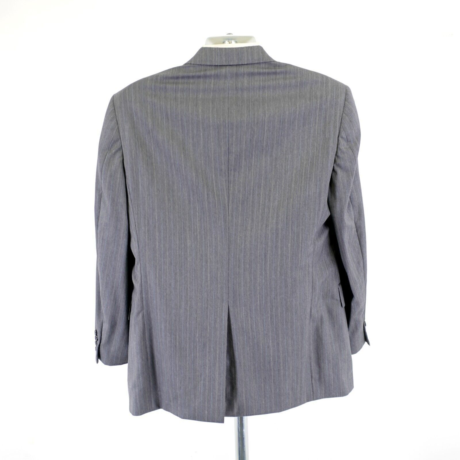 Hart Schaffner Marx Hart Schaffner Marx Wool Gray W/ Blue White Striped 40R / Sl Size 40R - 6 Thumbnail