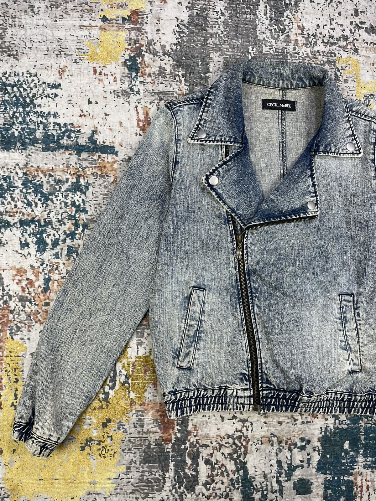 Japanese Brand Cecil McBee Washed Denim Rider Jacket Size M / US 6-8 / IT 42-44 - 2 Thumbnail