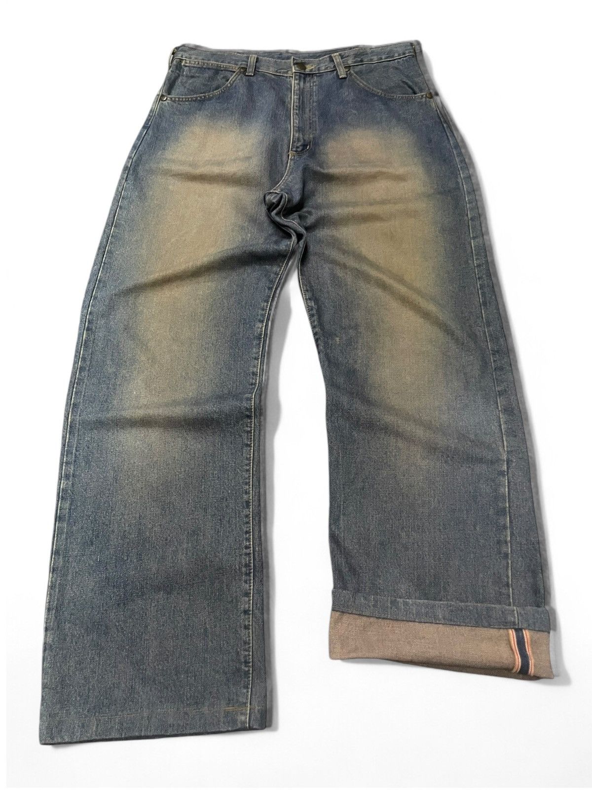 Hysteric Glamour × Japanese Brand × Wrangler Vintage Wrangler Blue Bell Mud Wash Selvedge Loose Jeans Size US 34 / EU 50 - 1 Thumbnail