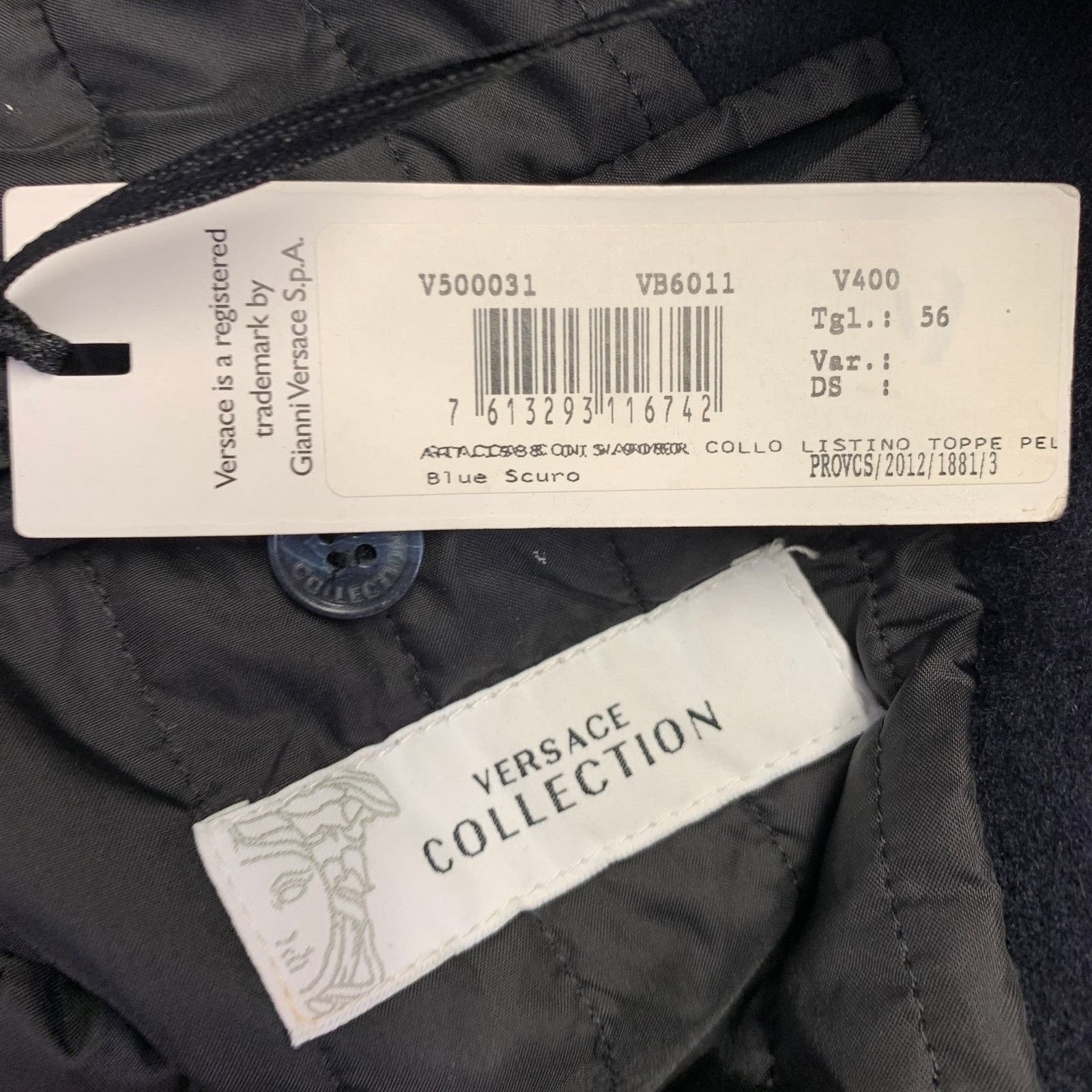 Versace VERSACE Size 46 Navy Black Virgin Wool Blend Epaulets Jacket Size US XXL / EU 58 / 5 - 7 Thumbnail