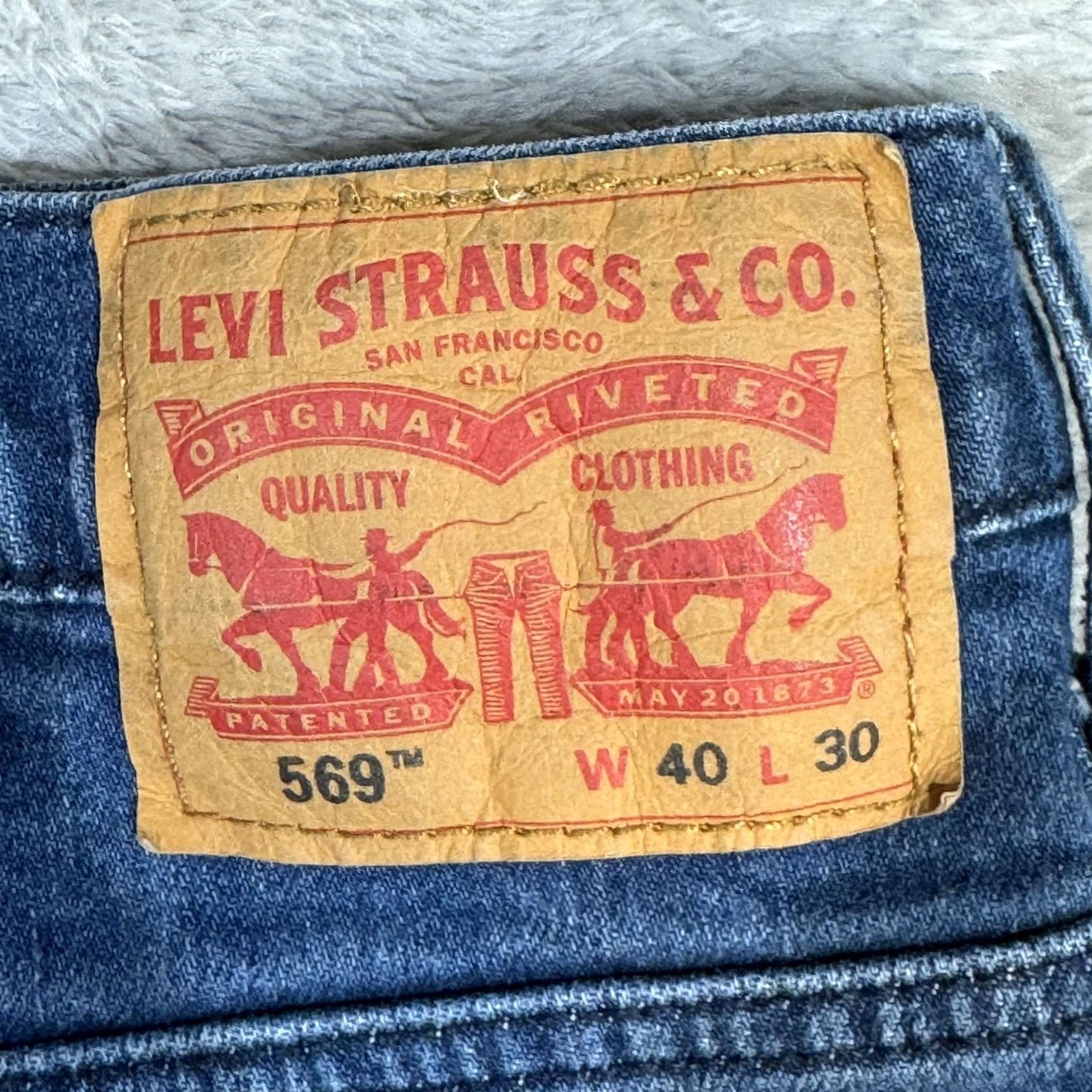 Levi's VINTAGE Levi’s 569 Jeans Mens 40x30 Blue Loose Straight Fit Stretch Denim Zip Fly Size US 40 / EU 56 - 3 Thumbnail