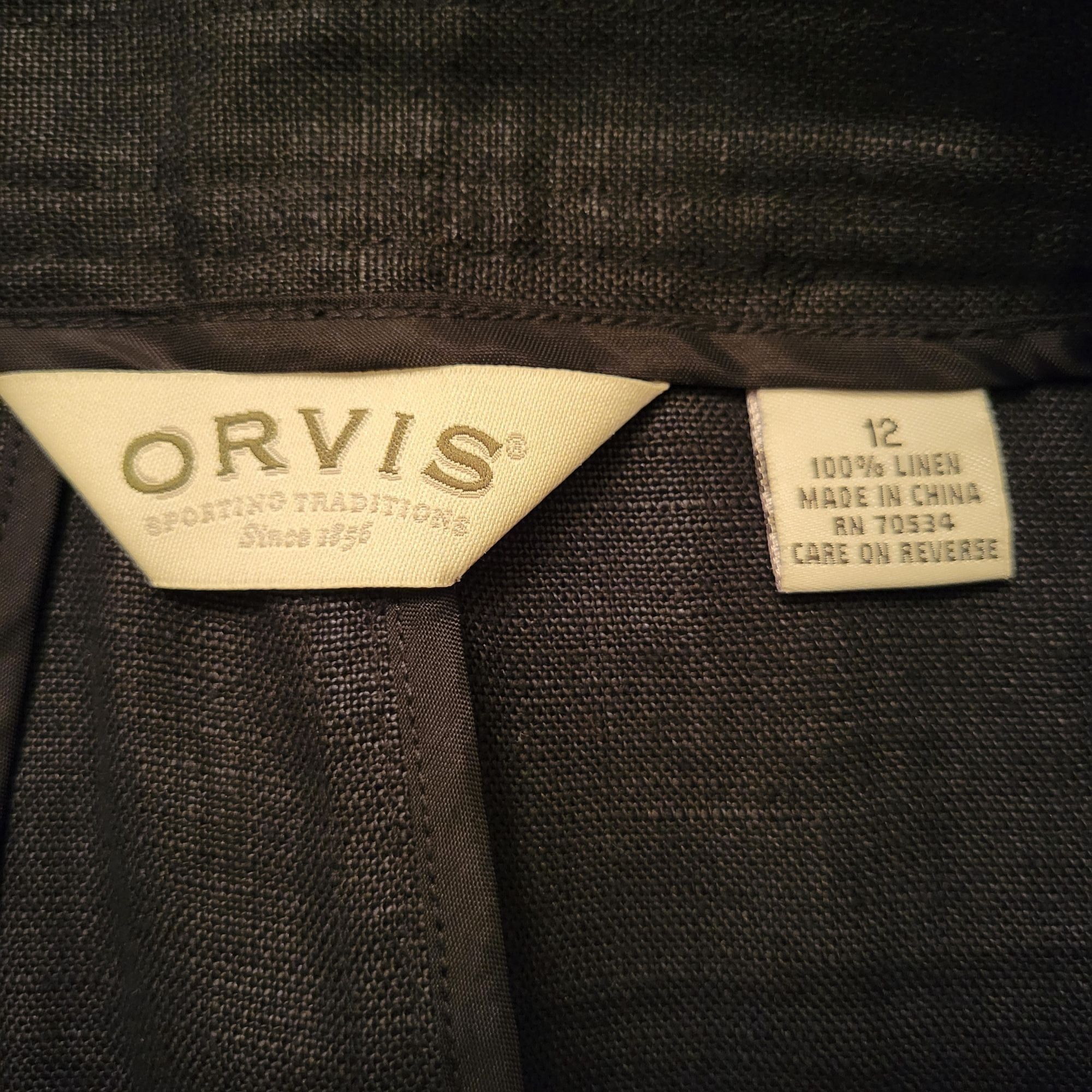 Orvis Orvis Black Linen Skirt Button Accents 12 Neutral Minimalist Size 34" / US 12 / IT 48 - 4 Thumbnail