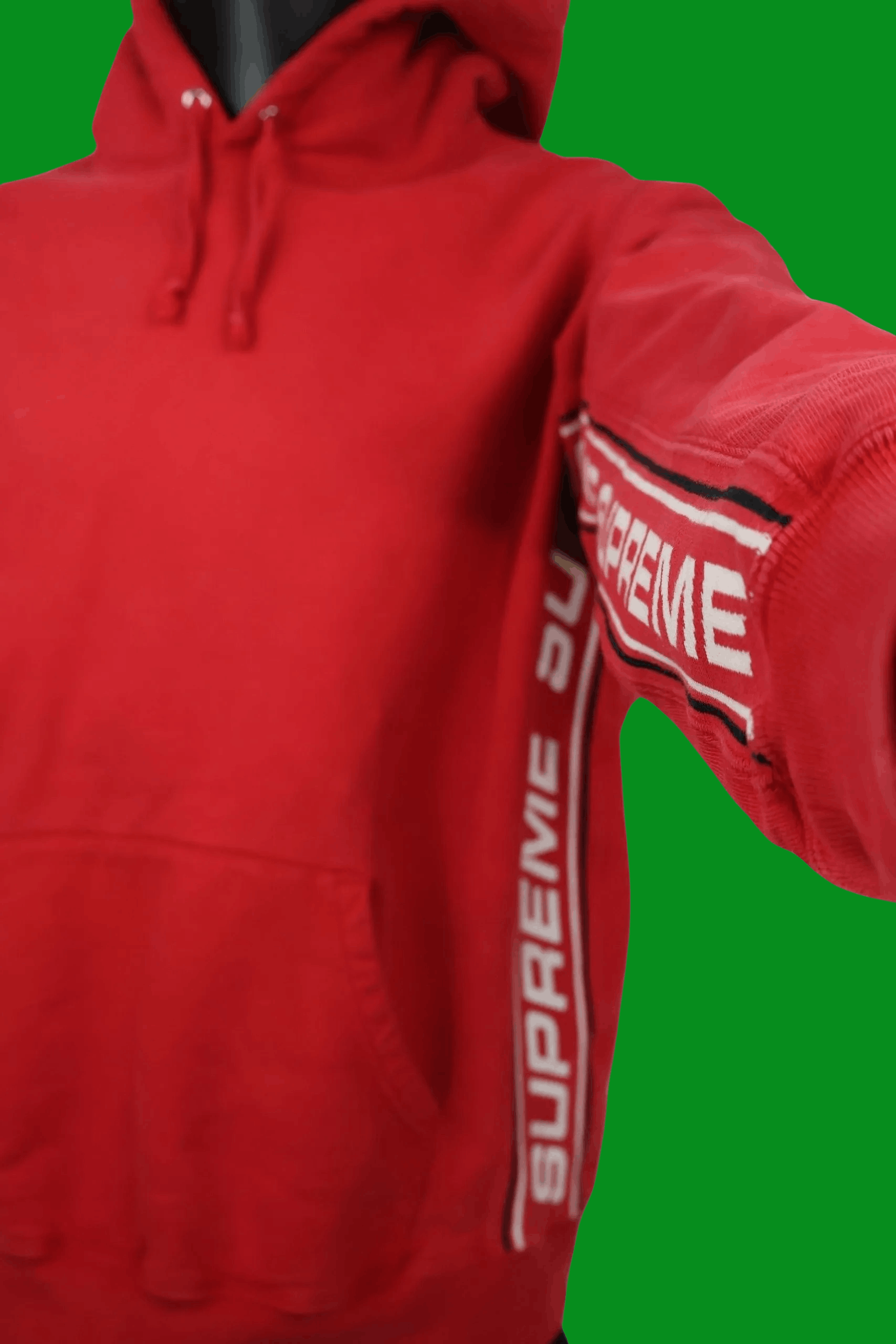 Supreme Authentic Pre-Owned 2018 Red Supreme Tape Stripe Hoodie Size US M / EU 48-50 / 2 - 6 Thumbnail