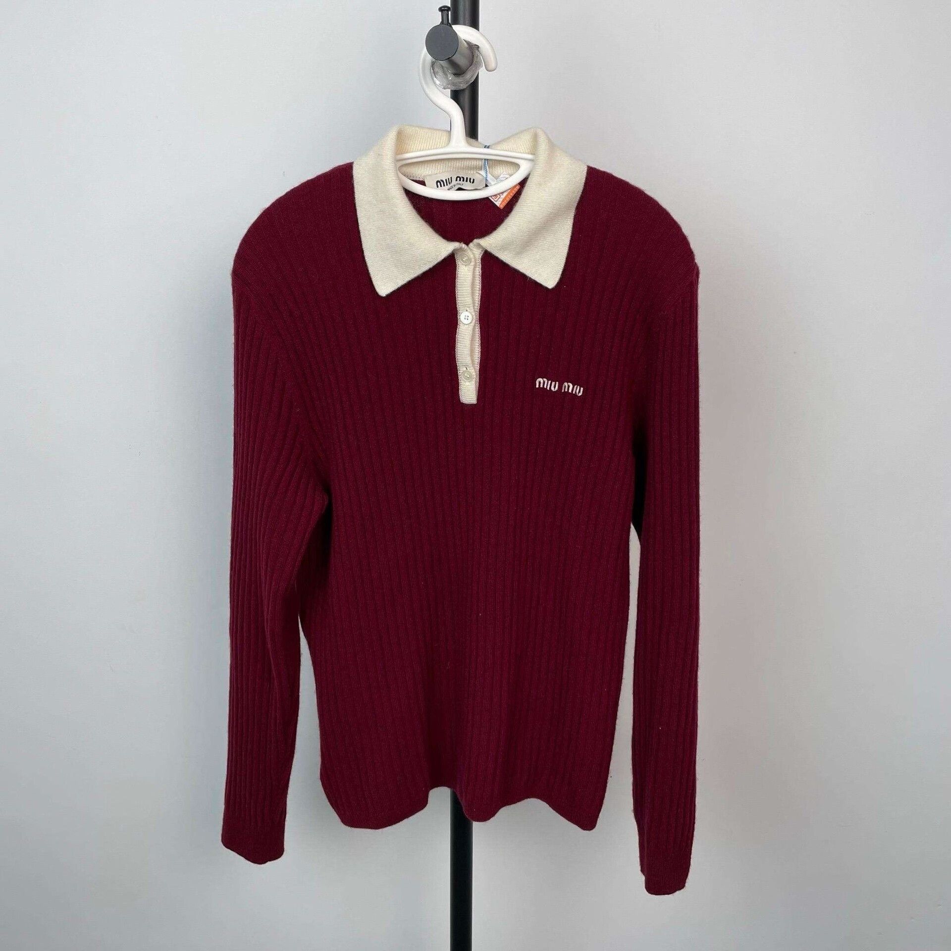 Miu Miu Miu Miu Red Polo Knit Top Size M / US 6-8 / IT 42-44 - 1 Thumbnail
