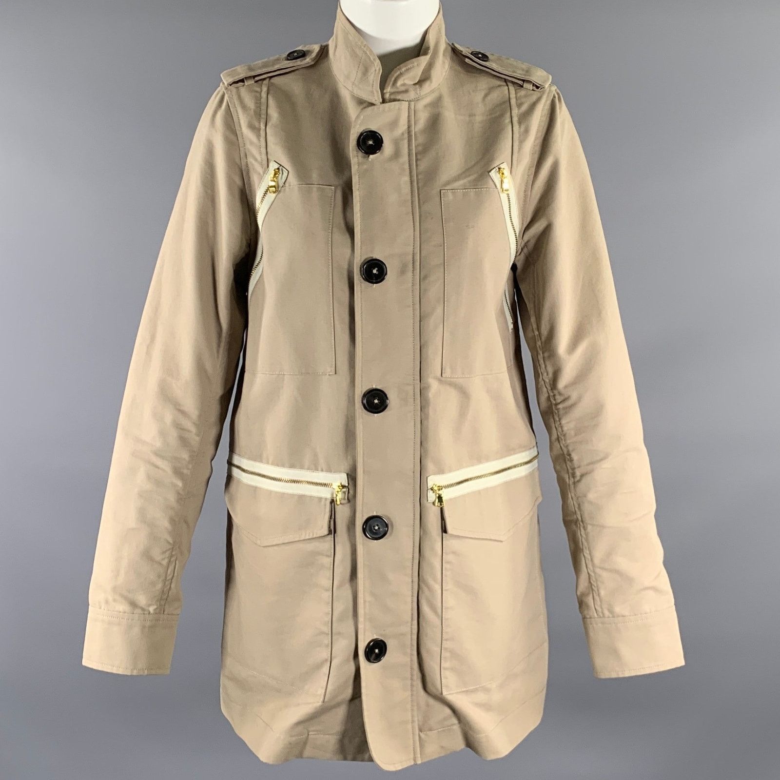 Adam Lippes ADAM LIPPES Size 6 Khaki Cotton Blend Military Jacket Size US XXL / EU 58 / 5 - 1 Thumbnail