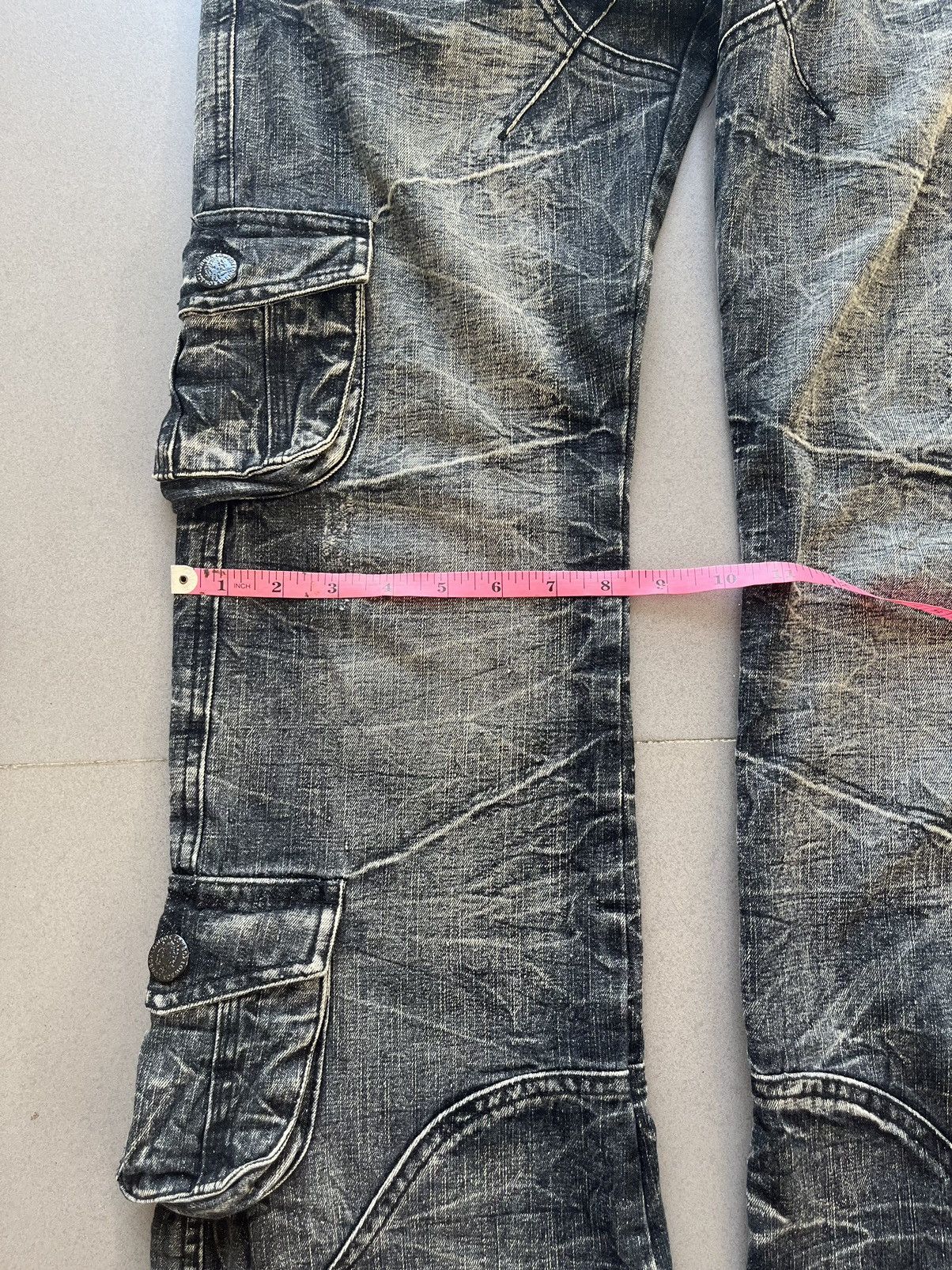 LOWBOX Japanese~Lowbox Flare BootCut Denim Cargo Multi Pocket Pants Size US 32 / EU 48 - 18 Thumbnail