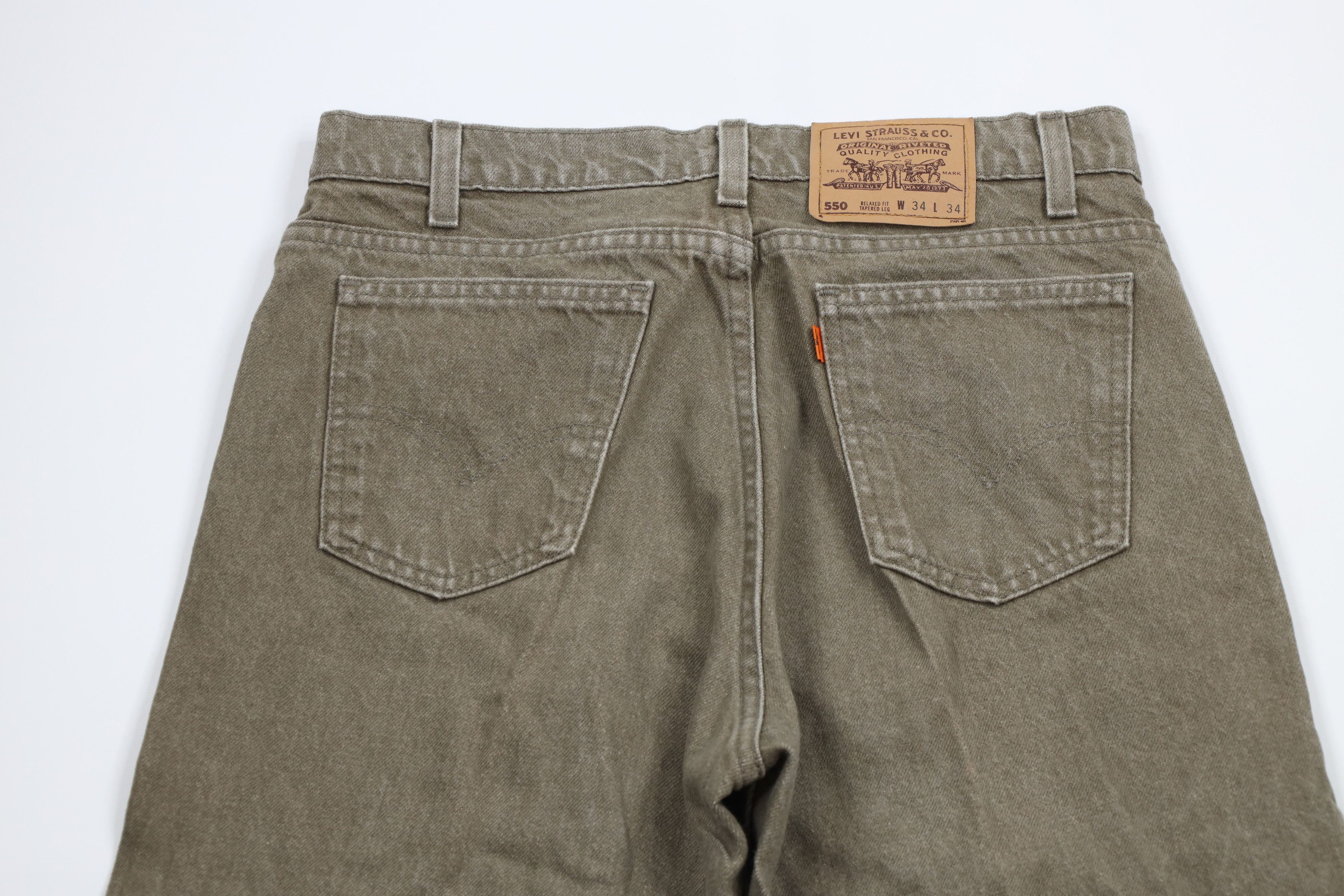Levi's × Vintage Vintage 90s Levis 550 Orange Tab Tapered Leg Jeans Green USA Size US 34 / EU 50 - 11 Thumbnail